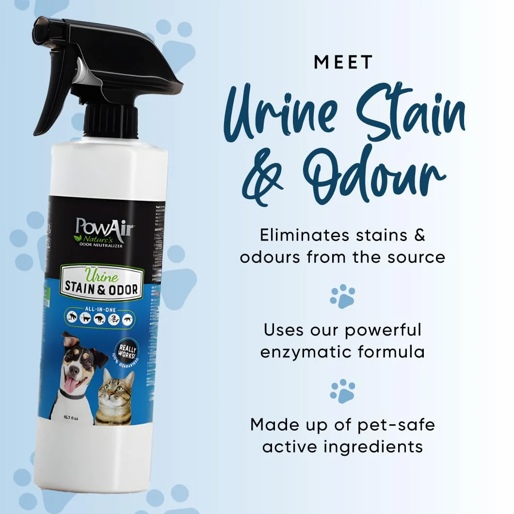 PowAir Trwale Eliminujący Plamy i Zapach Moczu Spray Enzymatyczny Neutralizujący Zapachy 464 ml
