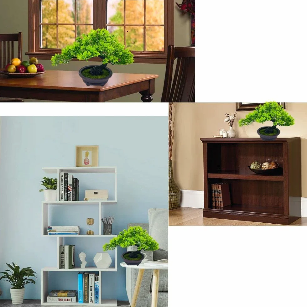 Sztuczne drzewo bonsai sztuczne rośliny japońskie dekoracyjne sztuczne rośliny, symulacja sosny roślina doniczkowa, mała doniczkowa realistyczna zielona roślina do wewnątrz/na zewnątrz