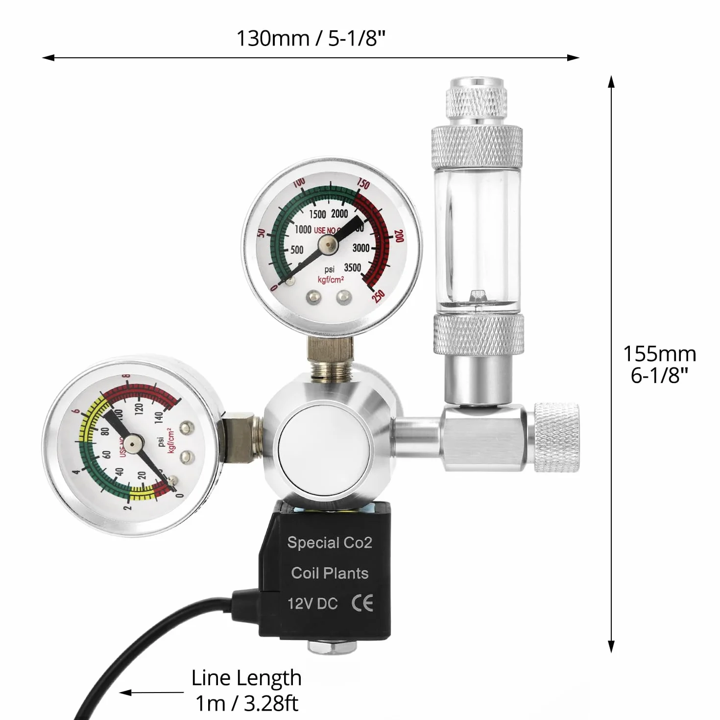 QWORK Regulator ciśnienia CO2 do akwarium, podwójny wyświetlacz, interfejs W21.8