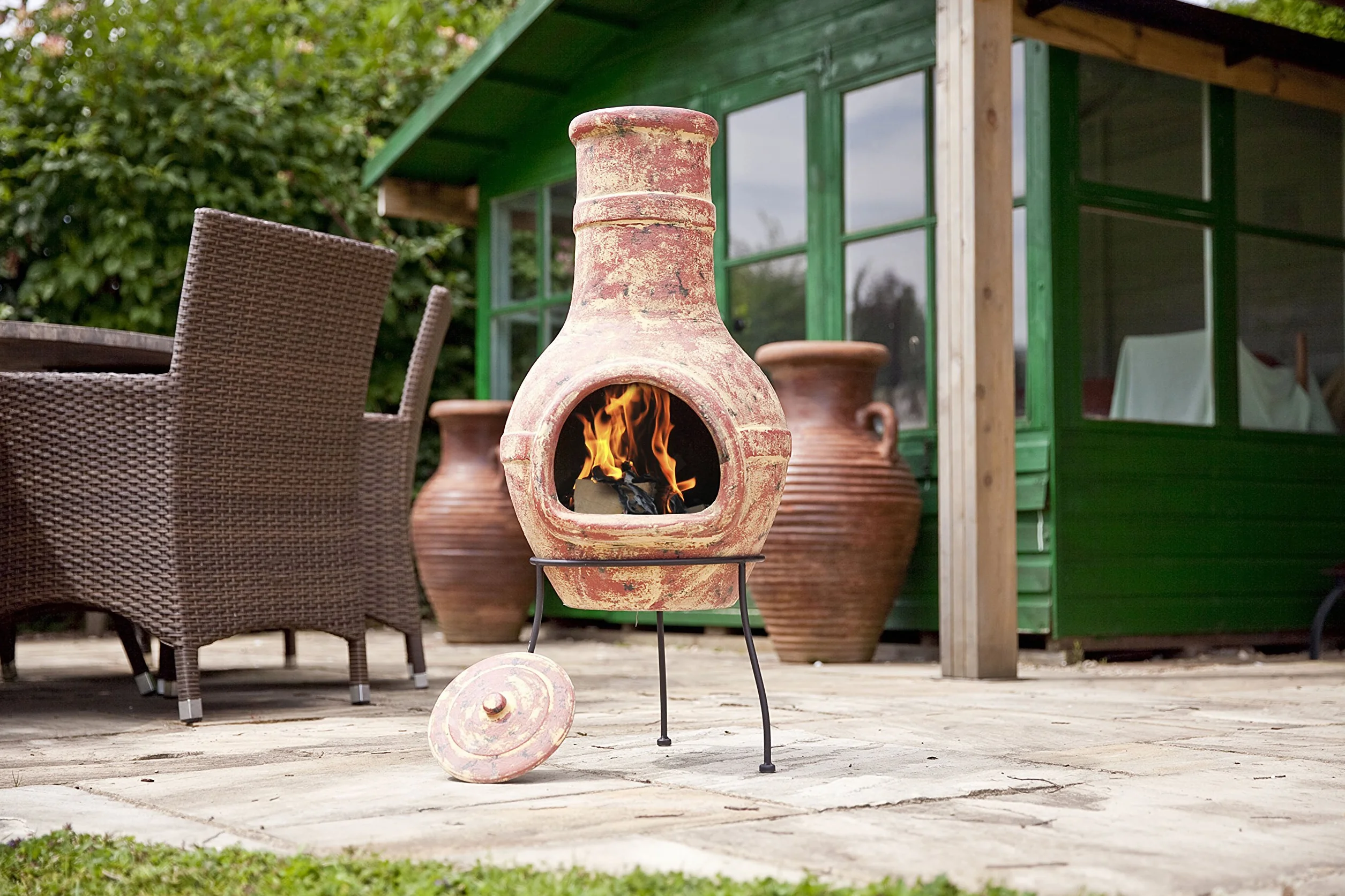 La Hacienda 67067 Chimenea z gliny, duża - efekt miedzi, 94 cm x 40 cm x 40 cm