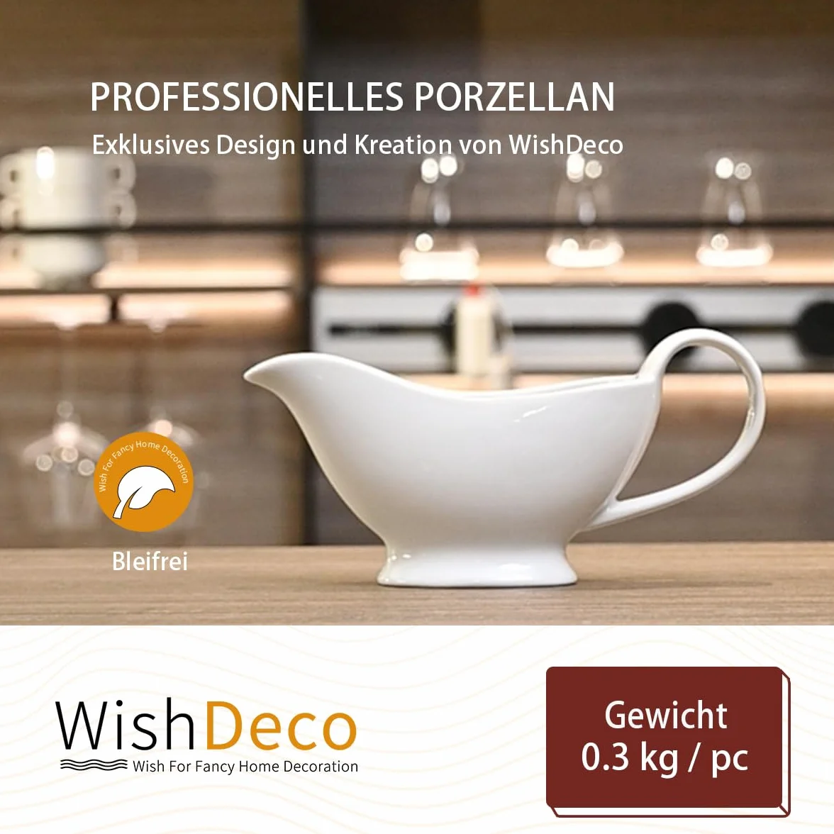 WishDeco Ceramiczna sosjerka, porcelana, sosjerka z dzióbkiem do ust, sosów, sałatek, dzbanków do śmietany, bulion mleczny, czarny pieprz, biały, 20 ml