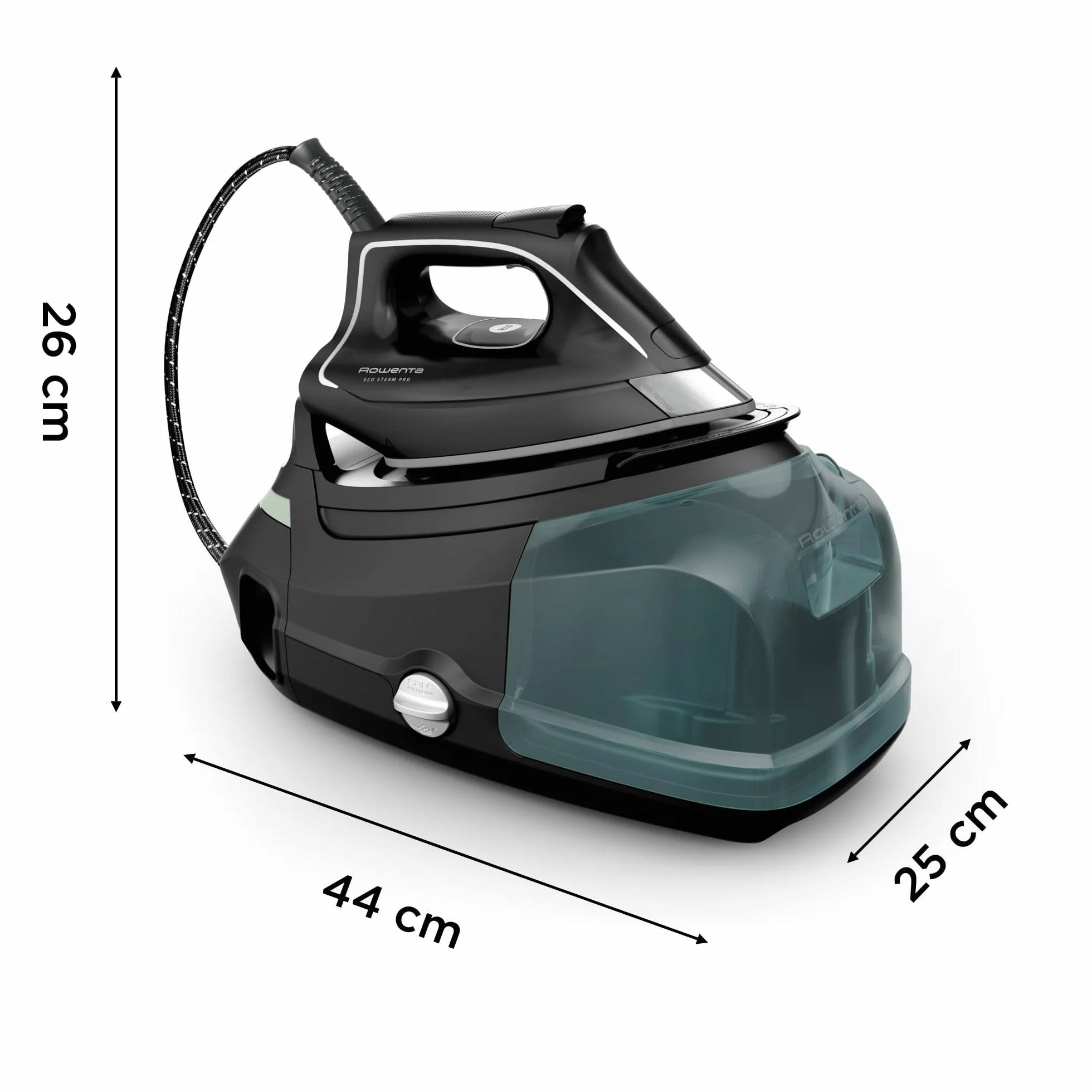 Rowenta DG9610 Eco Steam Pro stacja parowa, 2800 W, moc 7,6 bar, moc pary 140 g/min, uderzenie pary: 460 g/min, Eco Design, technologia Silence, pojemność 1,1 litra, kolor czarny/eukaliptus