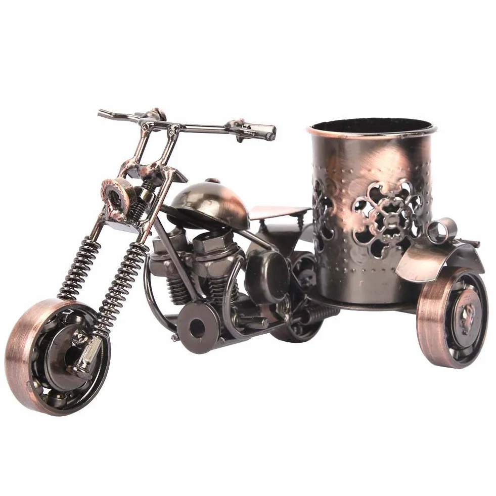 Motorradmodell, Eisen Bronze Vintage Motorradmodell für Motorradliebhaber Metall Motorradmodell