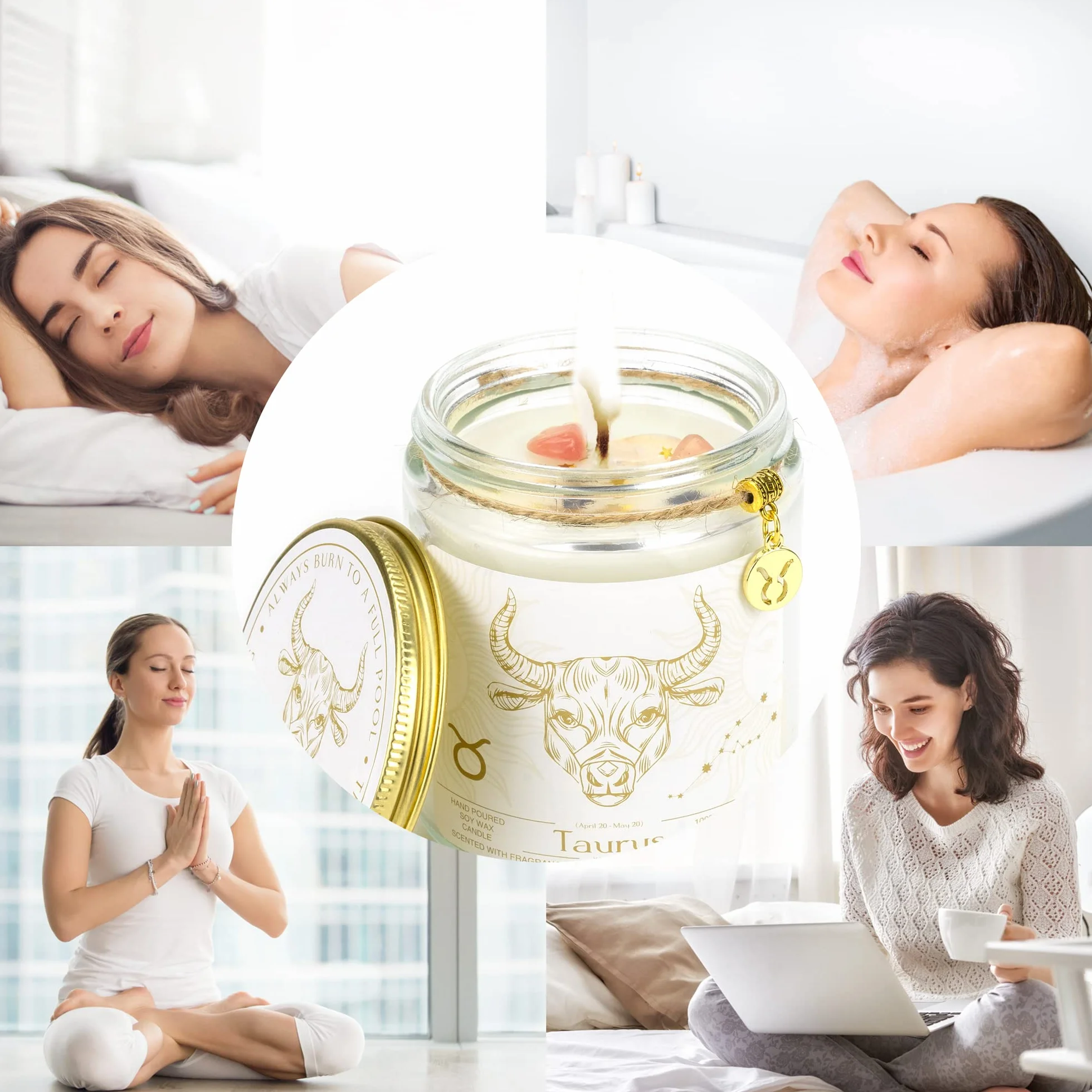 Byk prezent dla kobiet, świece byka, świece ze szkła zodiaku, prezent astrologiczny, kwiecień prezenty urodzinowe dla kobiet, mamy, siostry, zapachowe świece sojowe