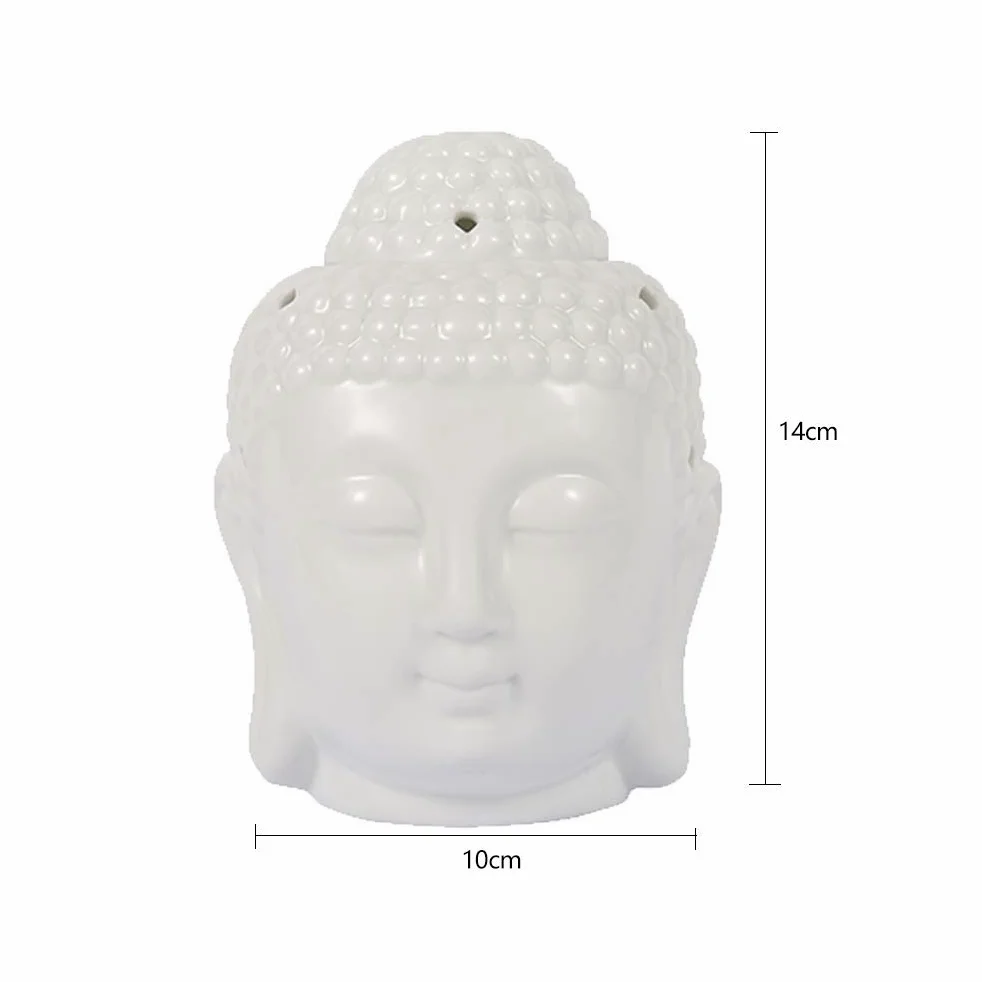 Jeanoko Ceramiczny palnik głowa Buddy z olejkiem głowa Buddy biały świecznik dyfuzor aromaterapeutyczny wystrój domu