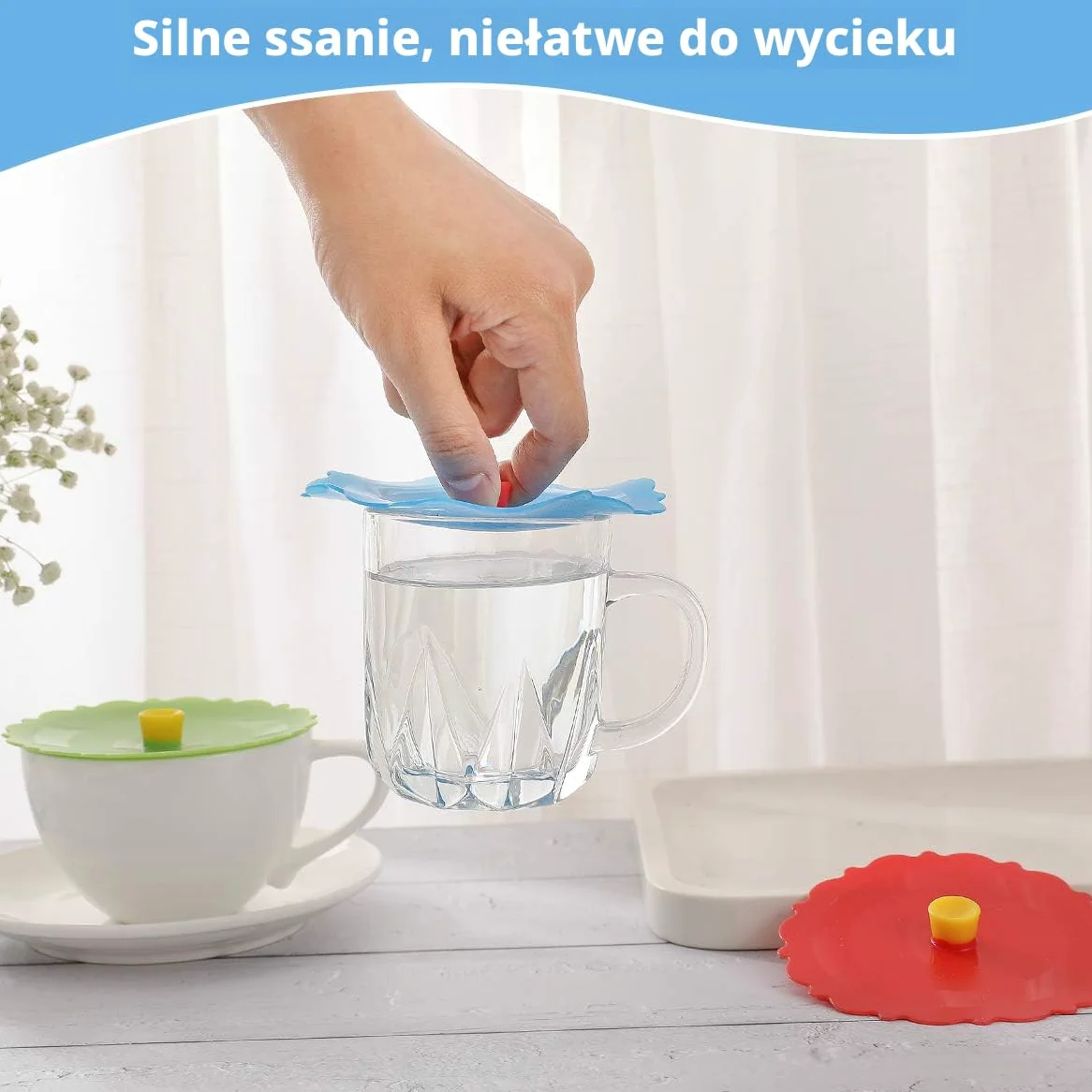 Silikonowe pokrywki na filiżanki (zestaw 4 sztuk), silikonowe pokrywki na filiżanki, kubki, dzbanki do herbaty, elastyczne pokrywki na filiżanki, pokrywki na gorące kubki do kawy i herbaty