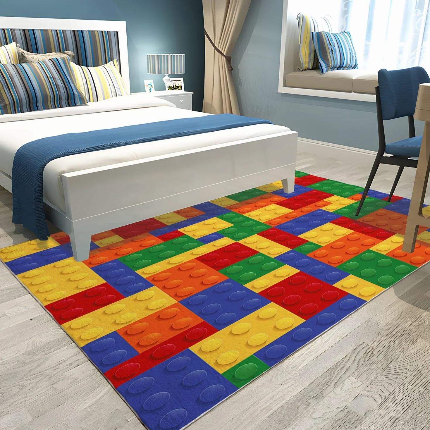 Dywany do salonu, geometryczne, kolorowe klocki do sypialni, dywan 120 x 170 cm, dywanik do salonu, antypoślizgowy dywan, dywan z nadrukiem 3D, nie gubi włosia, łatwy do czyszczenia