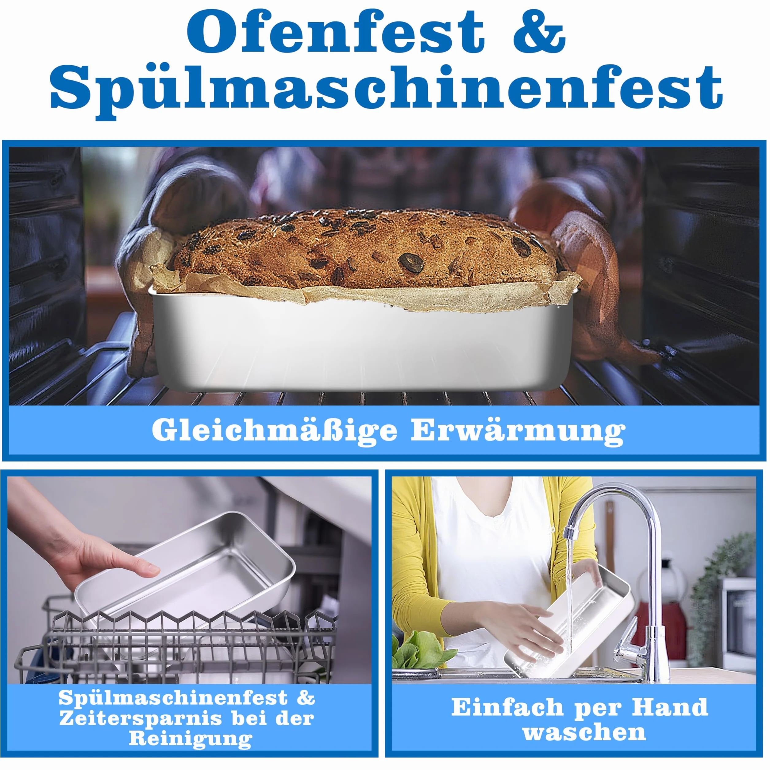 Homikit Foremka do chleba ze stali nierdzewnej, duża, prostokątna, do chleba i tostów o grubości 7,6 cm, zdrowa i nietoksyczna, nadaje się do mycia w zmywarce