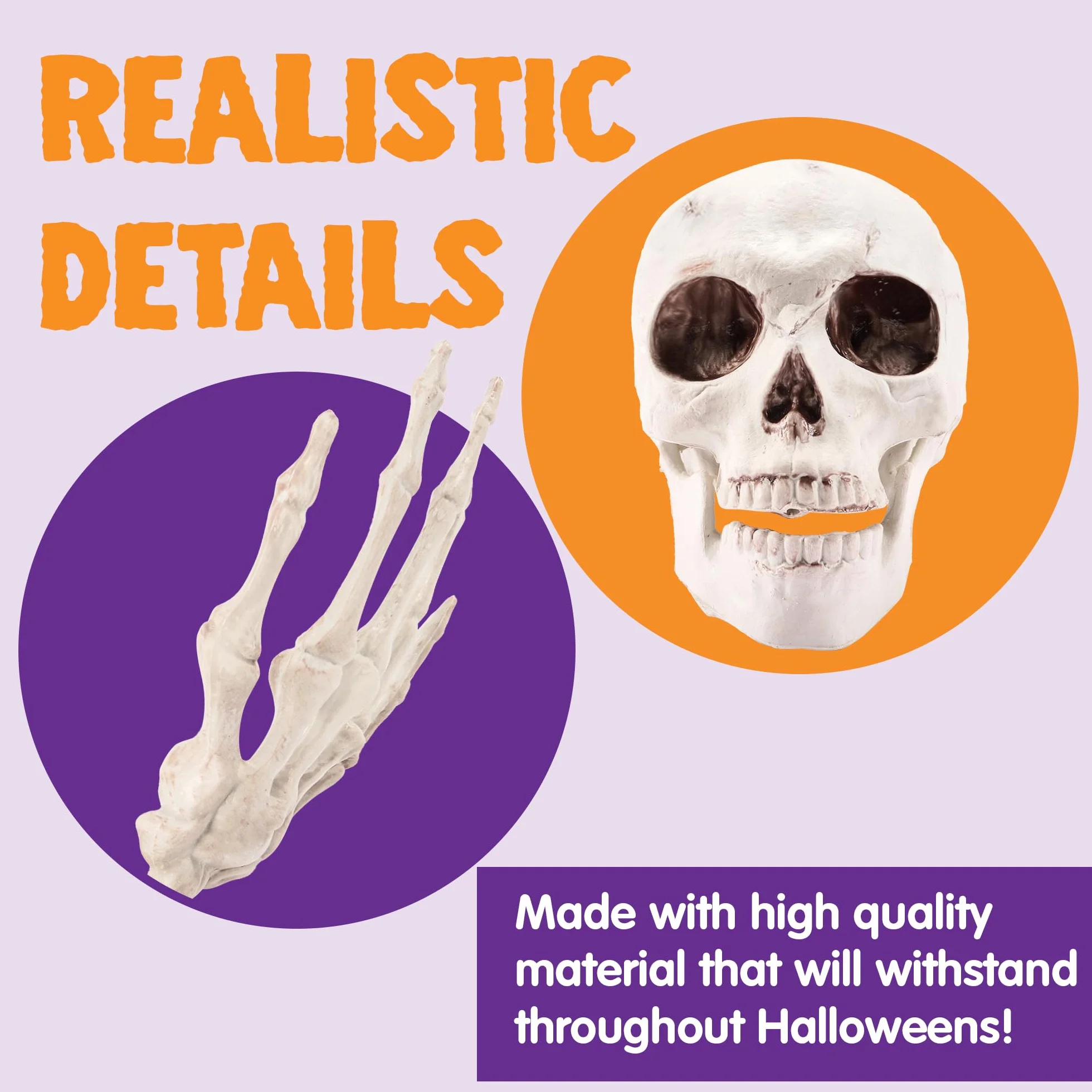 JOYIN 5 szt. naturalnej wielkości, szkielet, słupki, dekoracje na Halloween, szkielet całego ciała, podwórko, realistyczne słupki na podwórko, trawnik, ogród, na Halloween, podwórko, dekoracje