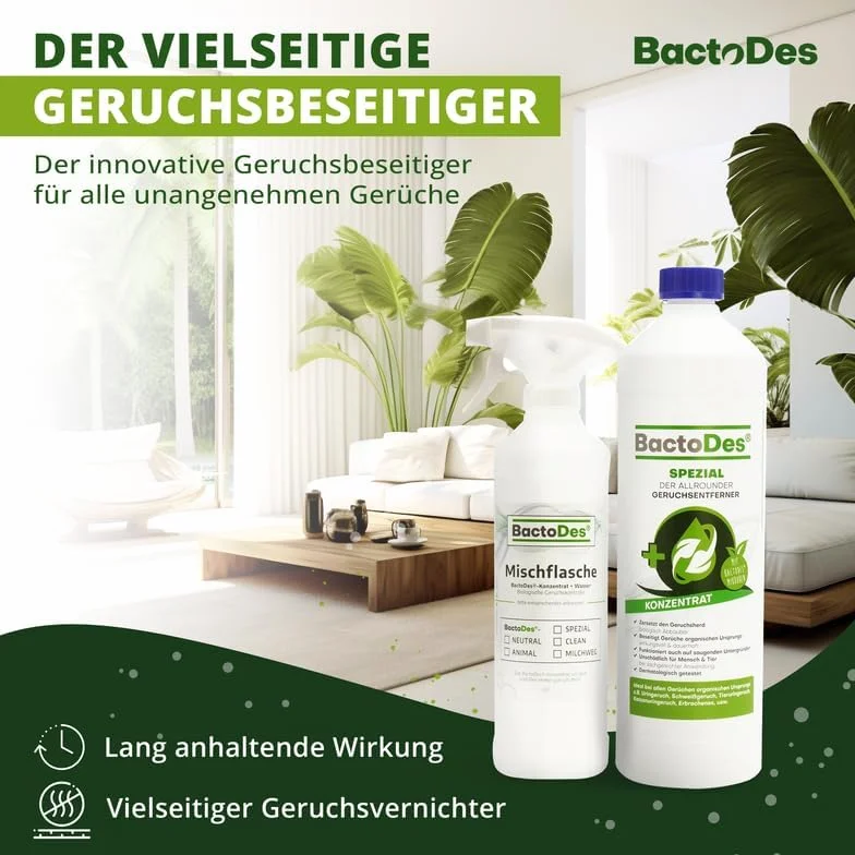 BactoDes Specjalny 1 l | uniwersalny neutralizator zapachów | neutralizator zapachów moczu