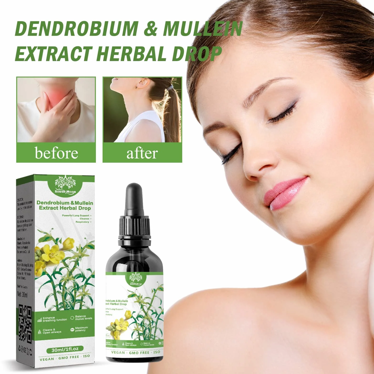 ClearBreath Dendrobium ekstrakt z mulleiny – silne wsparcie płuc oraz oczyszczanie i oddychanie ziołowe serum płuc