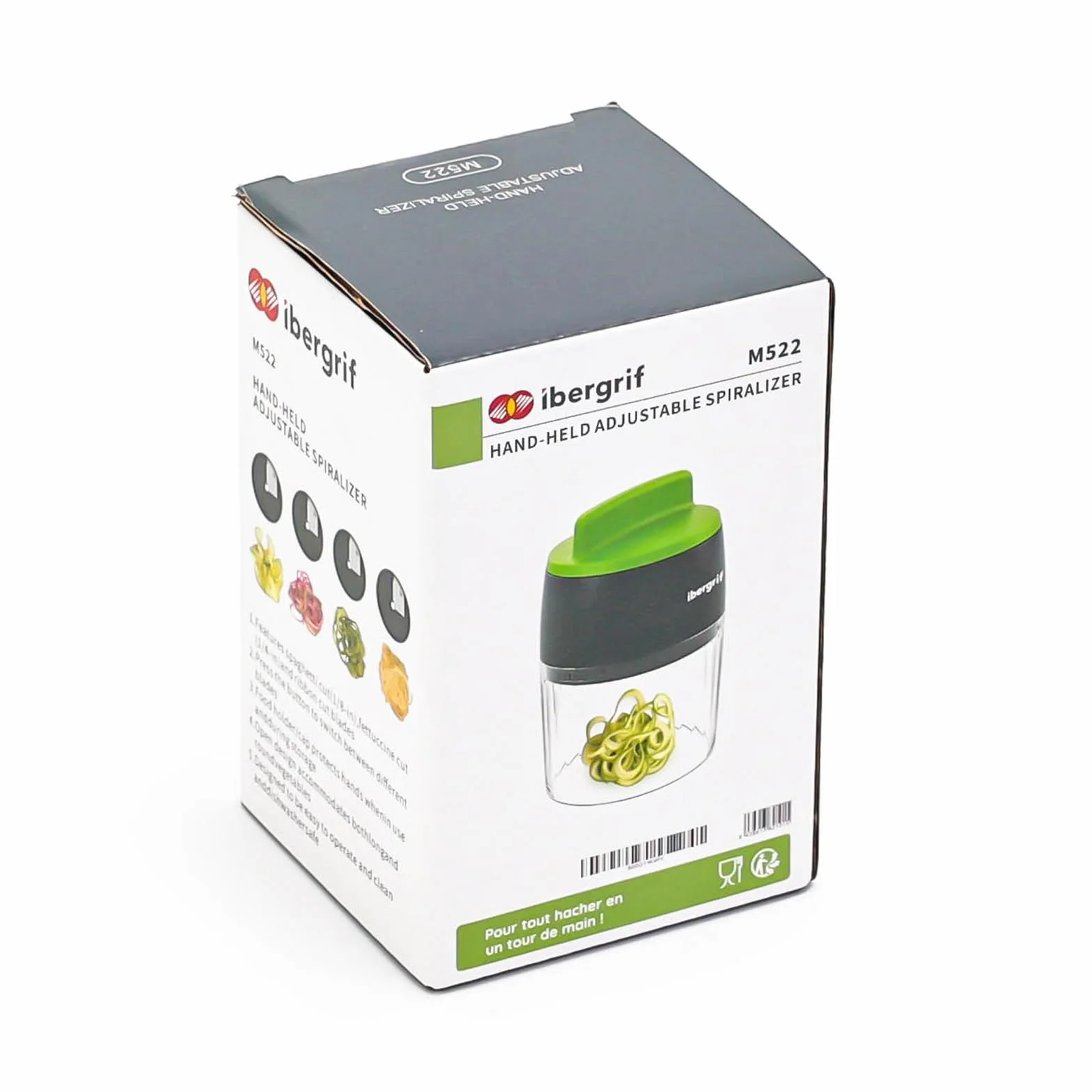 Ibergrif M522 spiralizer do warzyw, maszyna do spaghetti z cukinii ulepszona, spiralizer do cukinii wolny od BPA, nadaje się do zmywarki, 4 w 1 do krojenia cukinii, odpowiedni do ogórków i cukinii