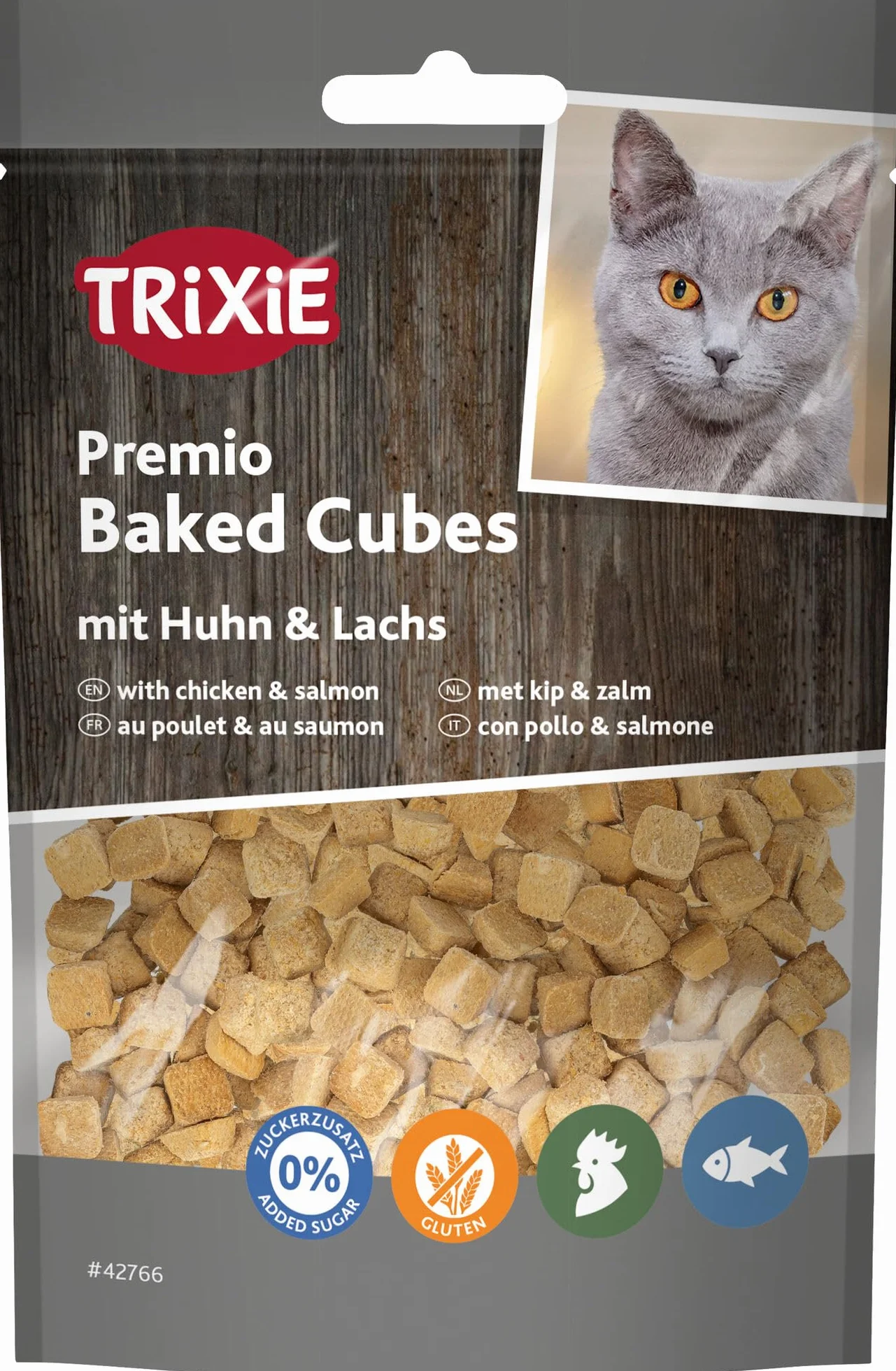 Trixie Premio Baked Cubes Przekąska dla kota z kurczakiem i łososiem 50 g