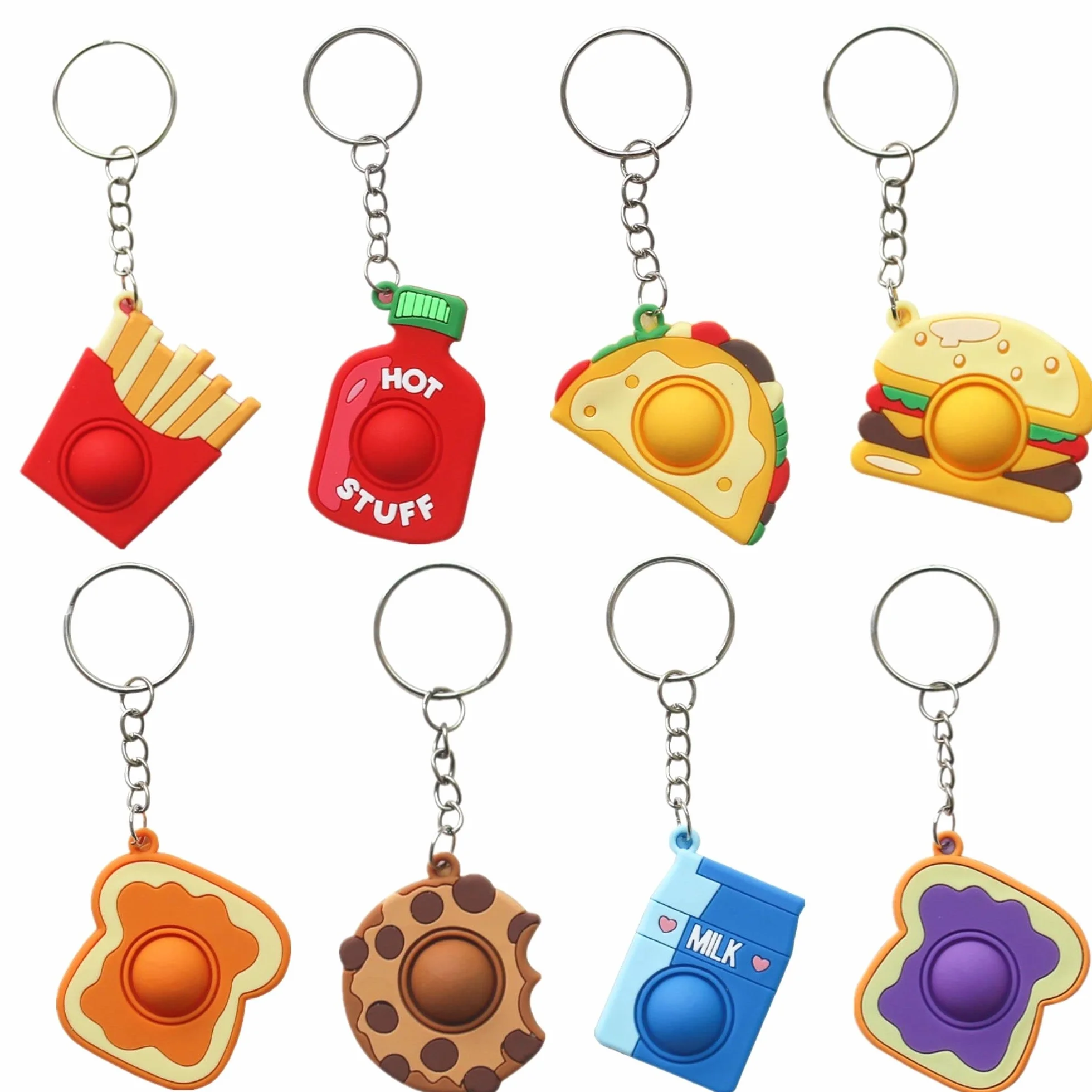 Mini Squeeze Pop Bubble Fidget, 8 sztuk silikonowych breloków, zabawka antystresowa dla dzieci i dorosłych