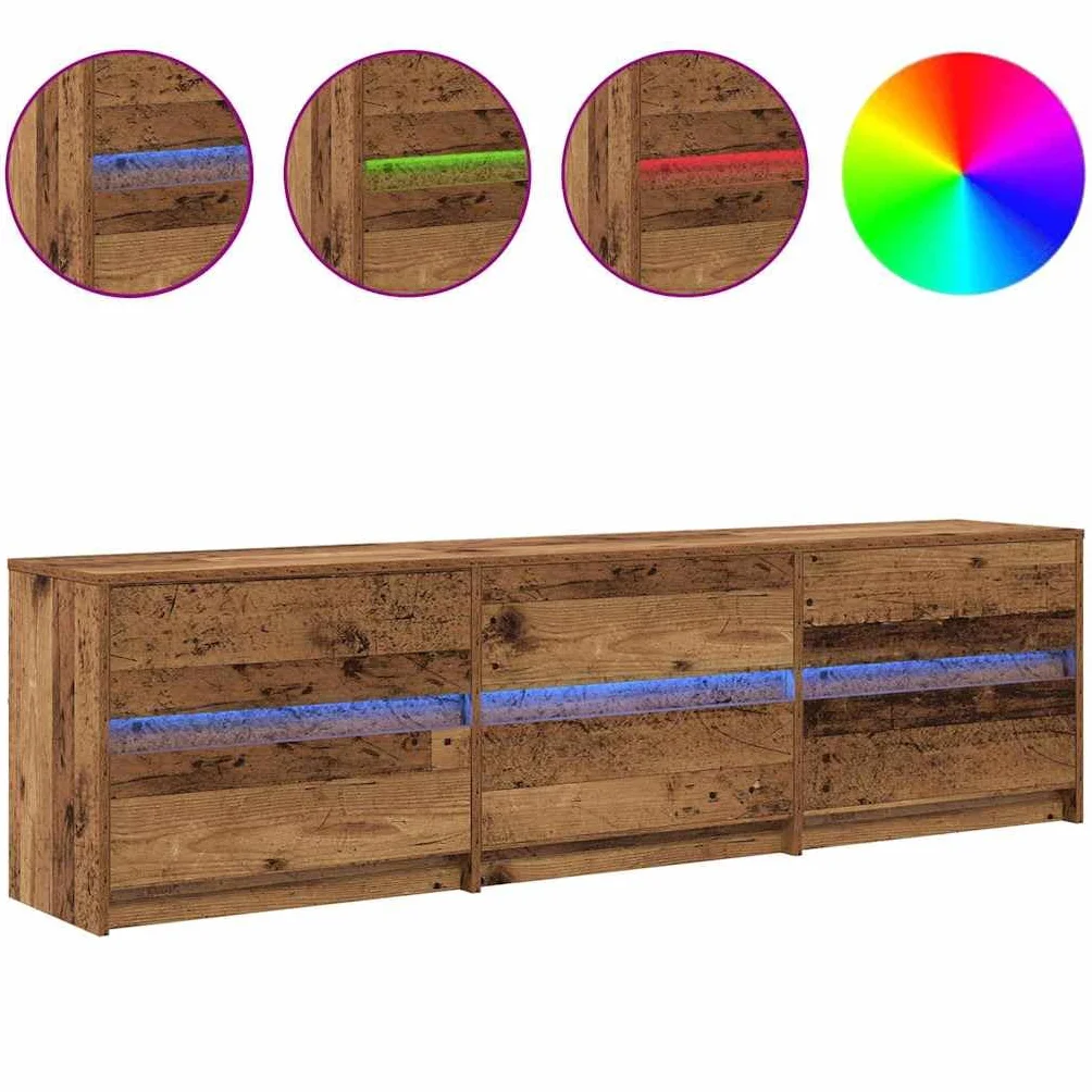 Rustykalna szafka pod telewizor brązowa, 180 x 34 x 50 cm, drewniana podstawka pod telewizor do salonu, centrum rozrywki z drzwiami przesuwnymi, konsola TV do sypialni, uniwersalna szafka na
