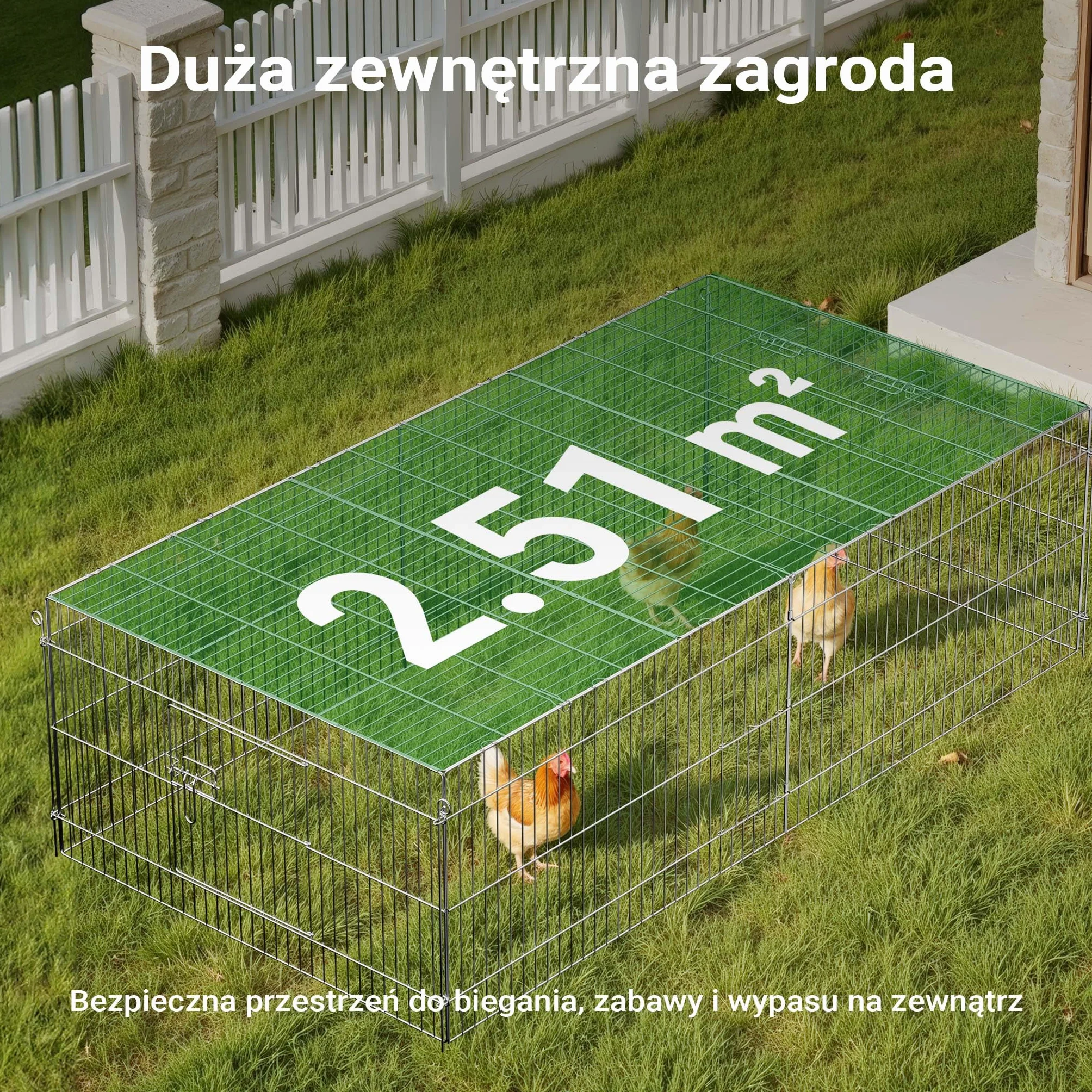 Wybieg dla małych zwierząt 216x116x65cm klatka z blokadą przed ucieczką i osłoną przeciwsłoneczną