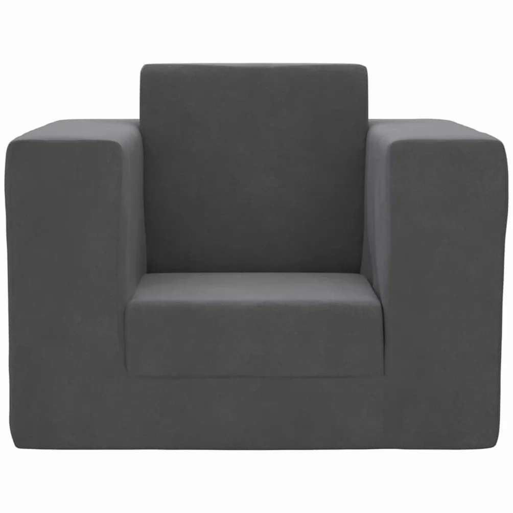 Sofa do spania dla dzieci, antracytowa, miękki plusz, meble do pokoju dziecięcego ze zdejmowaną poszewką, tapicerka piankowa, zestaw do spania, łóżko dziecięce, szafa na ubrania