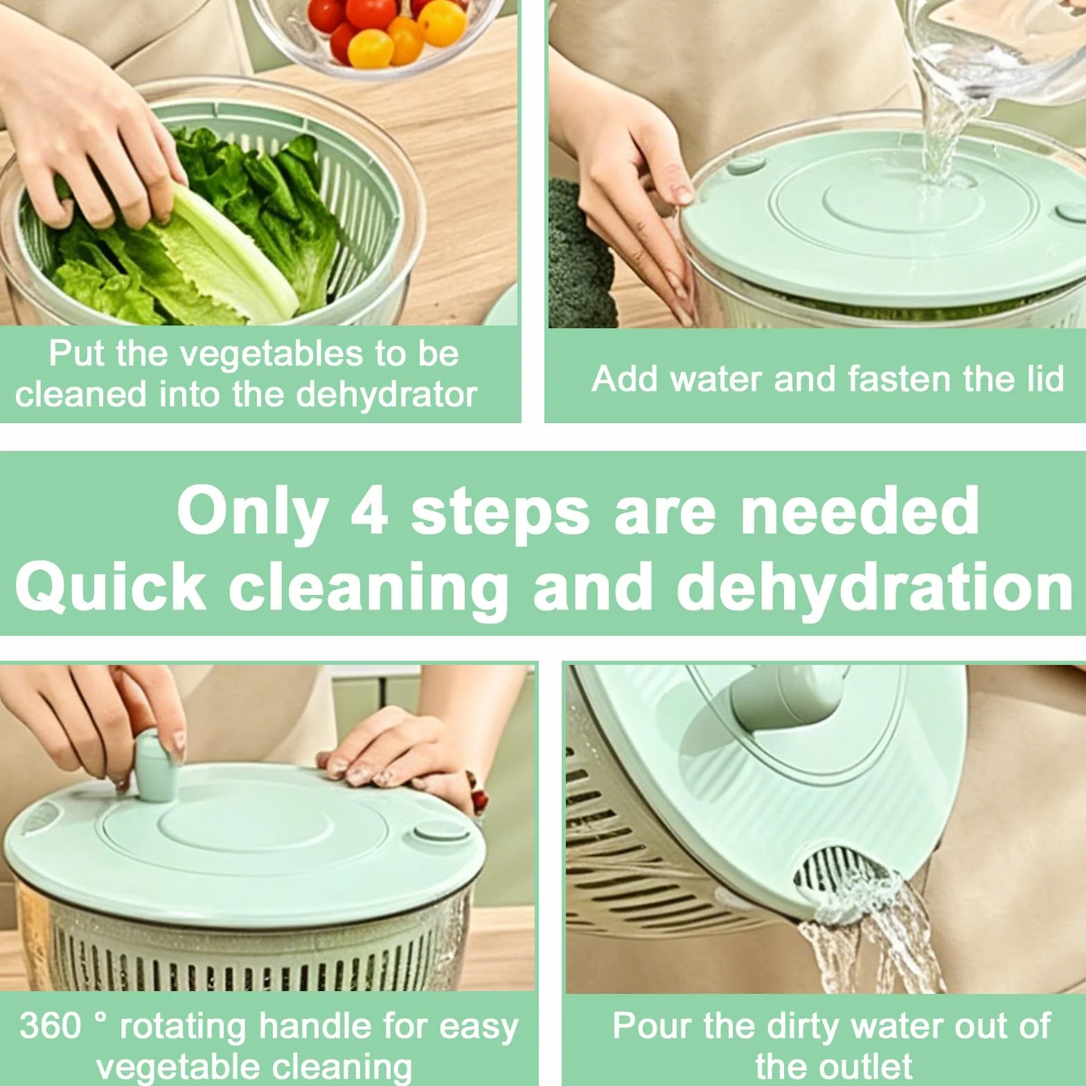 Salad Spinner wirówka do sałaty z pokrywką, wielofunkcyjna miska do sałaty z 6 ostrzami, deska do krojenia, idealna do mycia i krojenia warzyw i owoców, separator żółtek jaj
