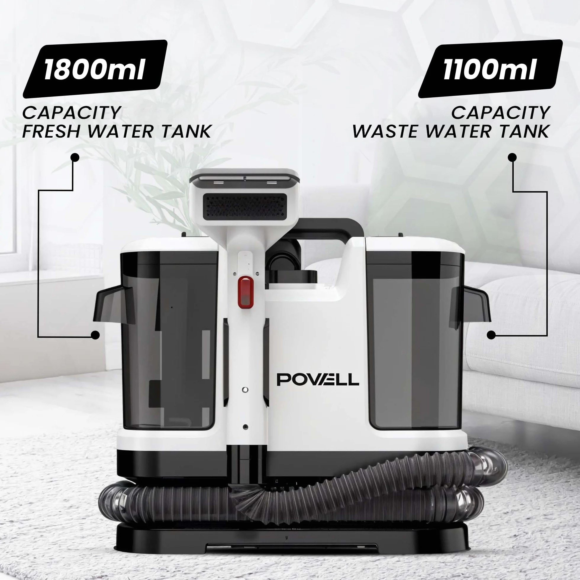 Powell Przenośne odkurzacze do dywanów – 450 W, do tapicerki i usuwania plam | Ręczny odkurzacz do tkanin do czyszczenia sof, kanap, dywaników, siedzeń samochodowych i materacy (biały)
