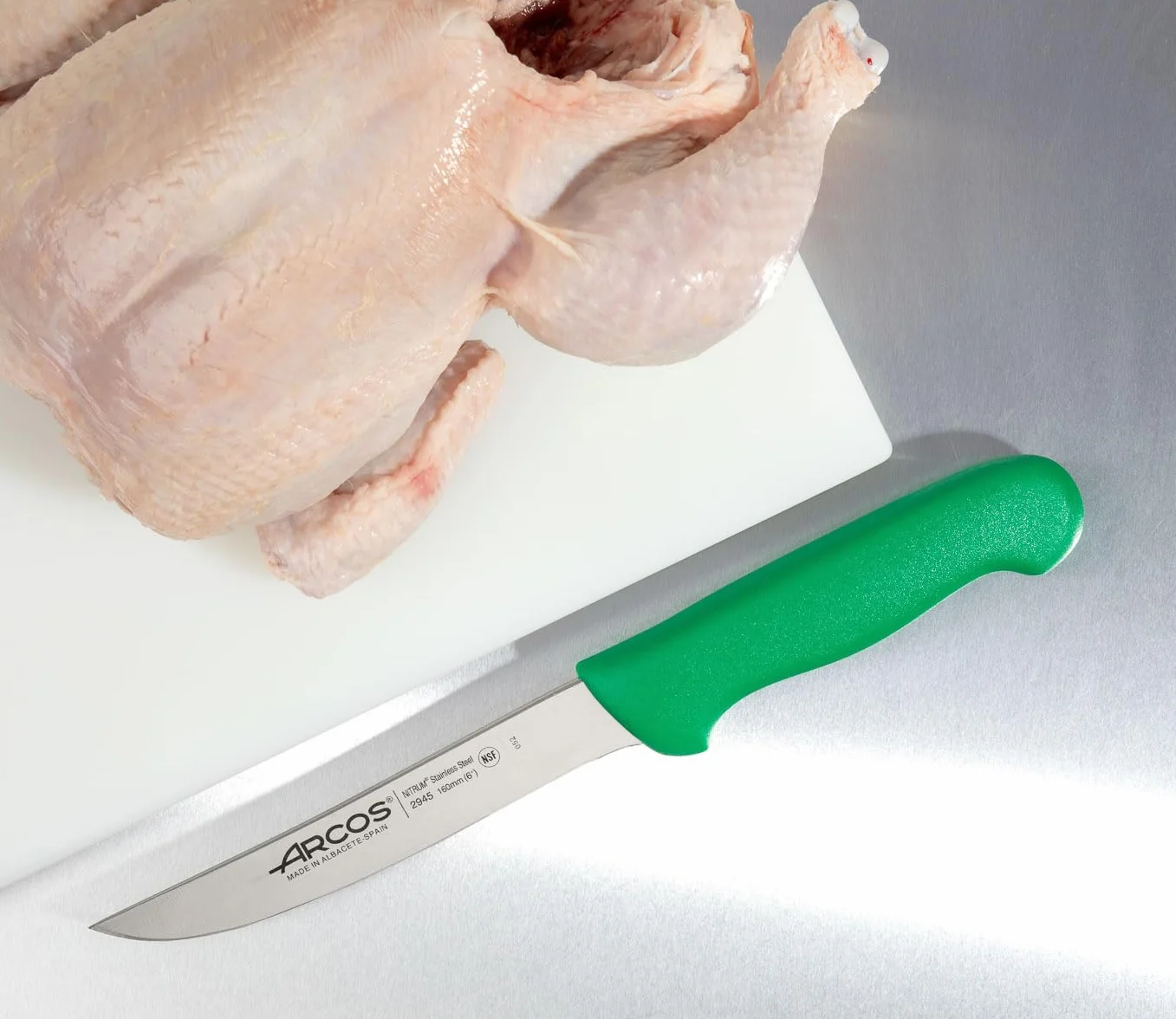 Arcos 294521 seria 2900-boning nóż nóż nitrm 160 mm (6,30 cala) - uchwyt polipropylenowy zielony kolor, stal nierdzewna 18/8