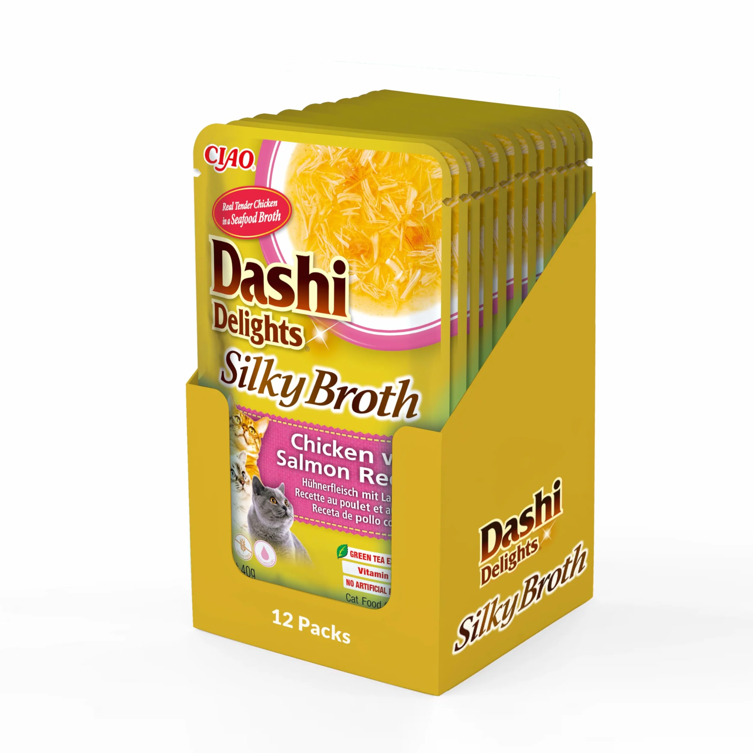 INABA Dashi Delights Silky Broth mokra karma dla kotów z kurczakiem i łososiem 12 x 40 g