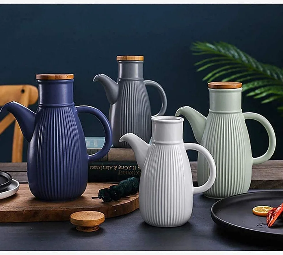 Porcelanowy dozownik do oliwy z oliwek i sosu (biały 750 ml)