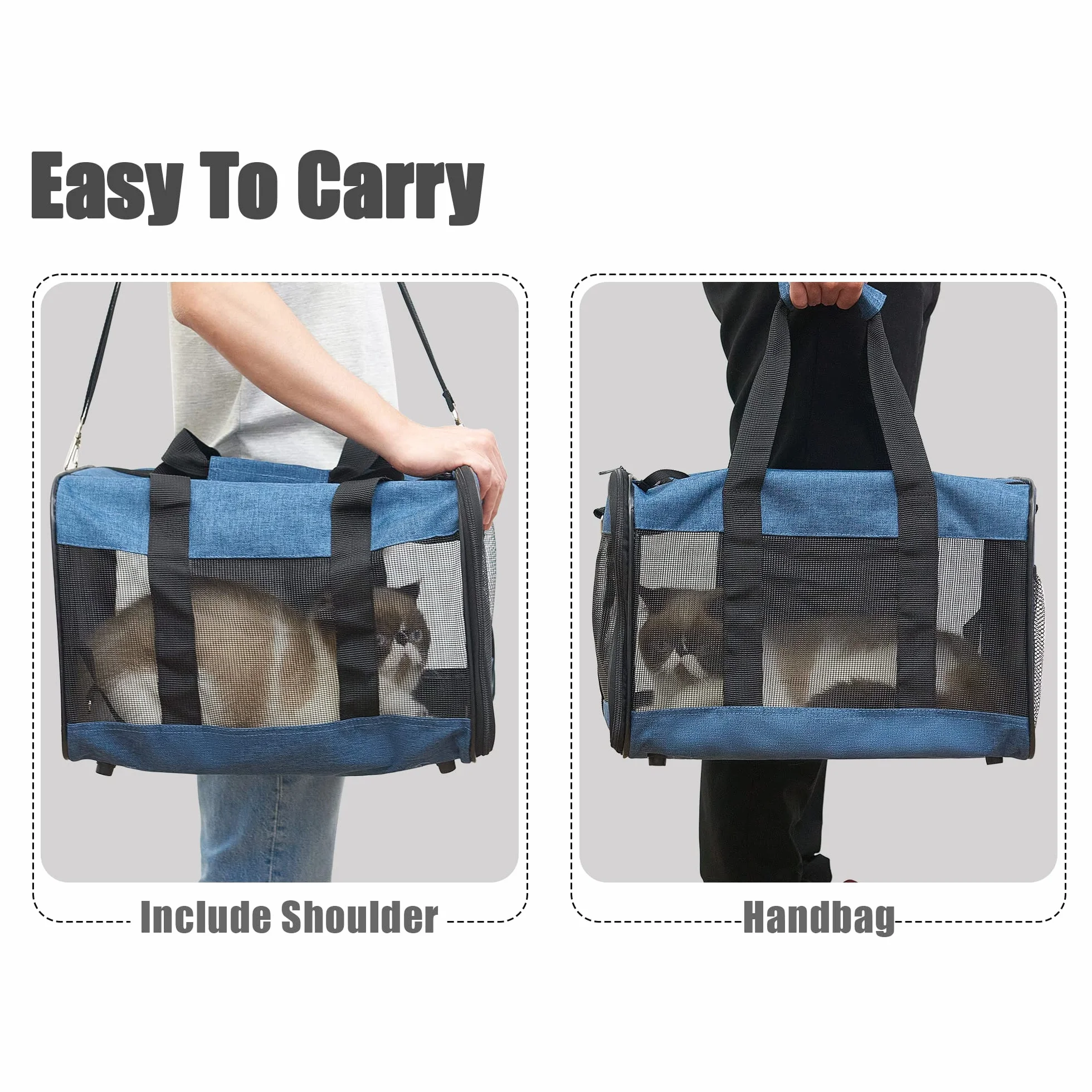 HITSLAM hundebox Faltbar Hundetransportbox Katzentransportbox Katzenbox Transportbox katzentasche für Hund, Katzen, Airline Zugelassen, Reisefreundliche Transporttasche