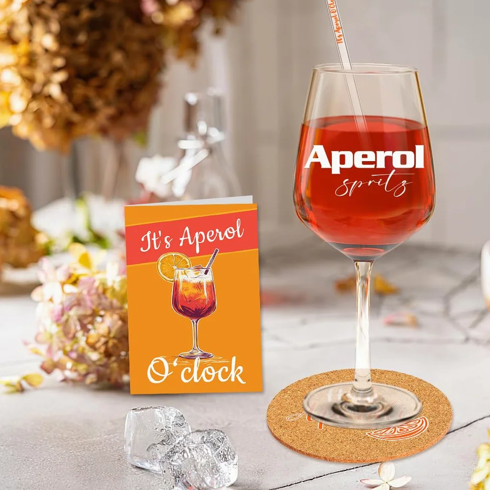 Aperol Aperol Spritz szklanka, zestaw prezentowy z 1 szklanką do koktajli i 1 sławką, prezent dla mężczyzn i kobiet