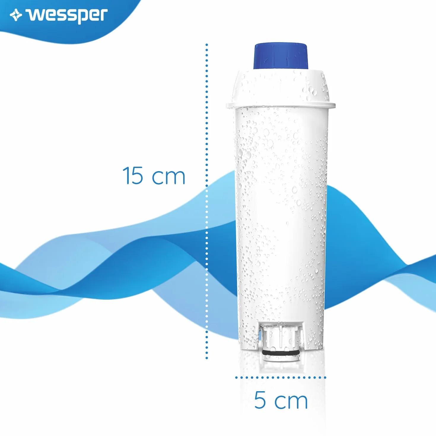 Wessper zamiennik filtra ekspresu do kawy DeLonghi DLSC002 z węglem aktywnym, kompatybilny z De'Longhi ECAM, Esam, ETAM, BCO, EC, 10 sztuk