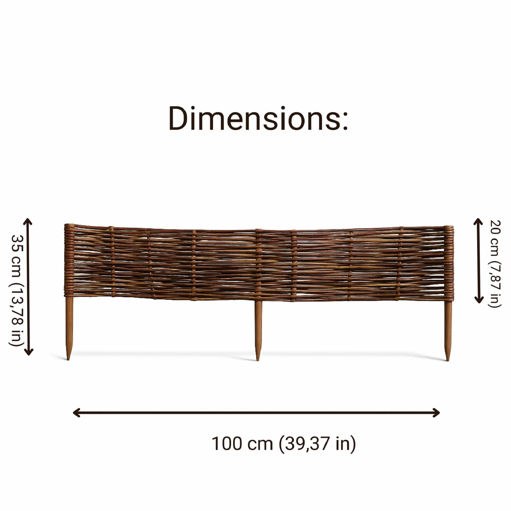 Wiklinowe Obrzeże Ogrodowe 100 cm – Naturalna Palisada Ogrodowa, Płotek Wiklinowy do Rabat i Trawników, Rękodzieło, Odporny na Warunki Atmosferyczne (5)