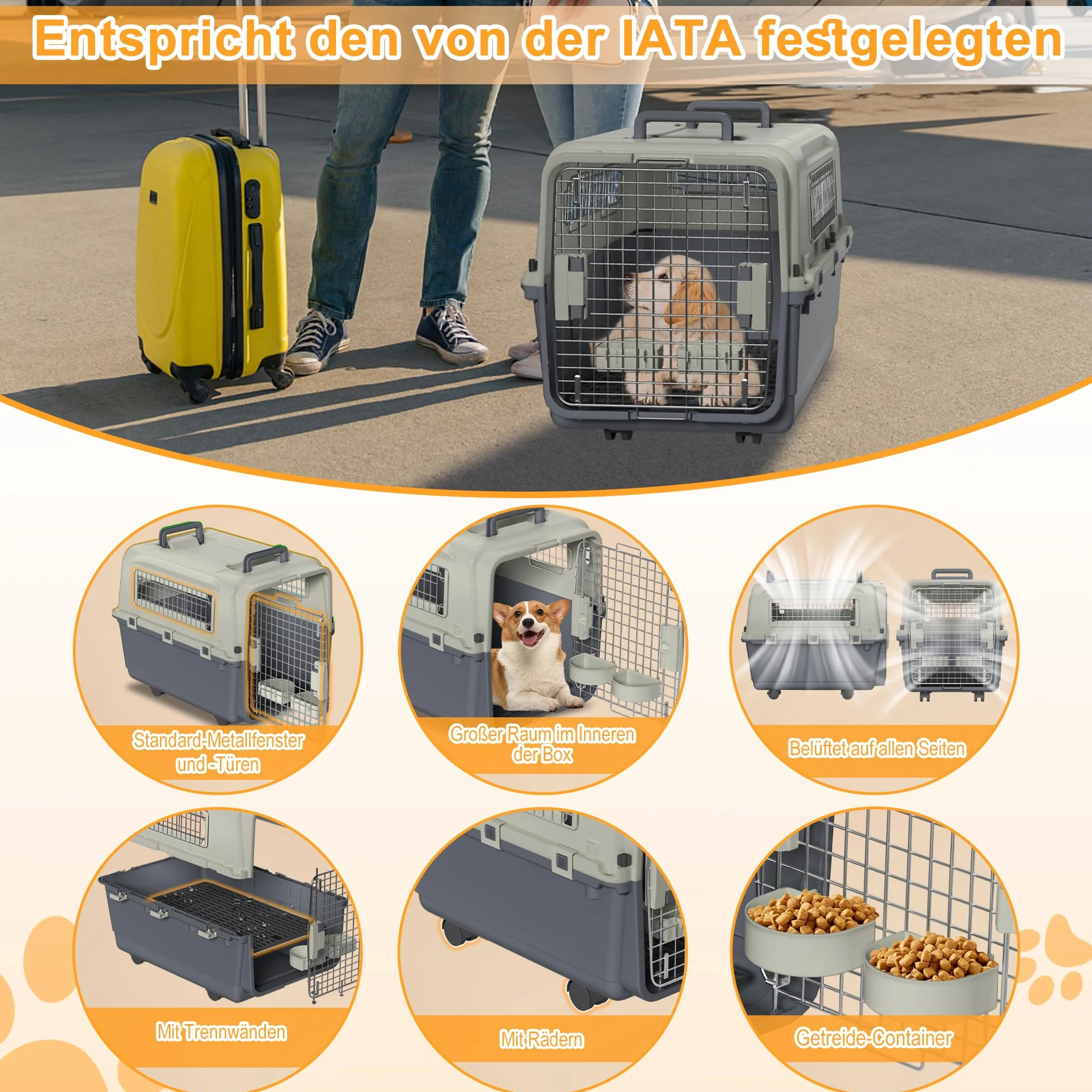 Skrzynka transportowa dla psa i kota 80x57x70 cm z żelaznymi drzwiami i kółkami transporter zwierząt