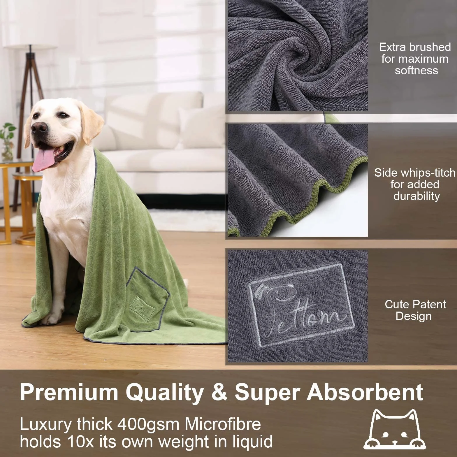 PETTOM Ręcznik z mikrofibry dla psa 130 x 75 cm 2 sztuki super chłonny szybkoschnący