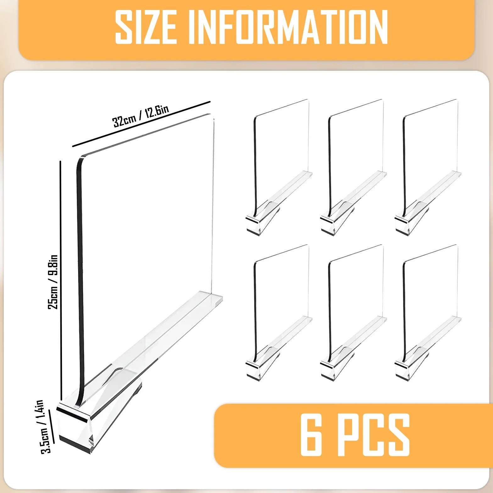 6 sztuk przezroczystych akrylowych separatorów regałów: wielofunkcyjny organizer na ubrania – 30 x 20 cm