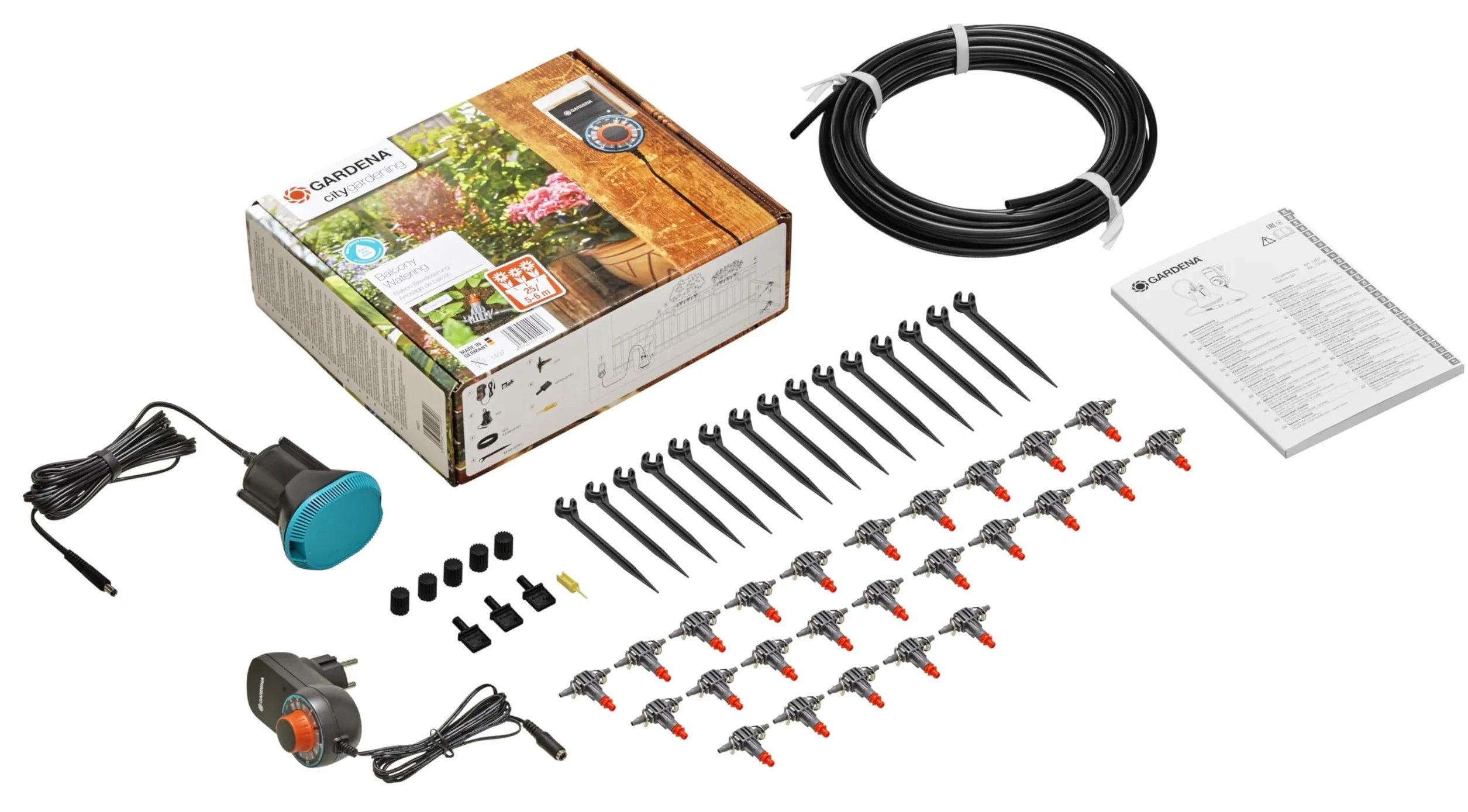 Gardena city gardening automatyczna konewka do skrzynek balkonowych: zestaw do automatycznego nawadniania skrzynek kwiatowych, do maks. 6 m skrzynek balkonowych, 13 programów (1407-20)