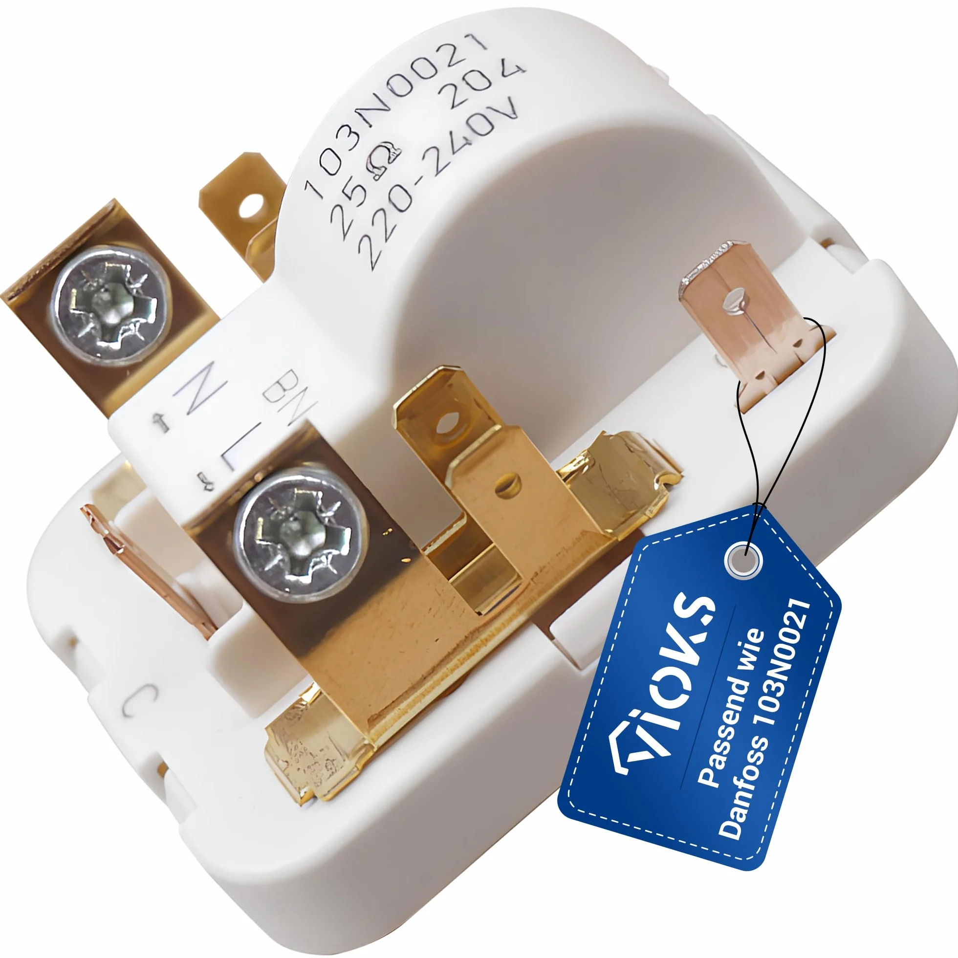VIOKS Przekaźnik rozrusznika zamiennik do Danfoss 103N0021 Bosch 00151055 przekaźnik rozruchowy 4,8 mm AMP do kompresora lodówki – przekaźnik do kompresora, lodówki chłodziarki, lodówki, zamrażarki