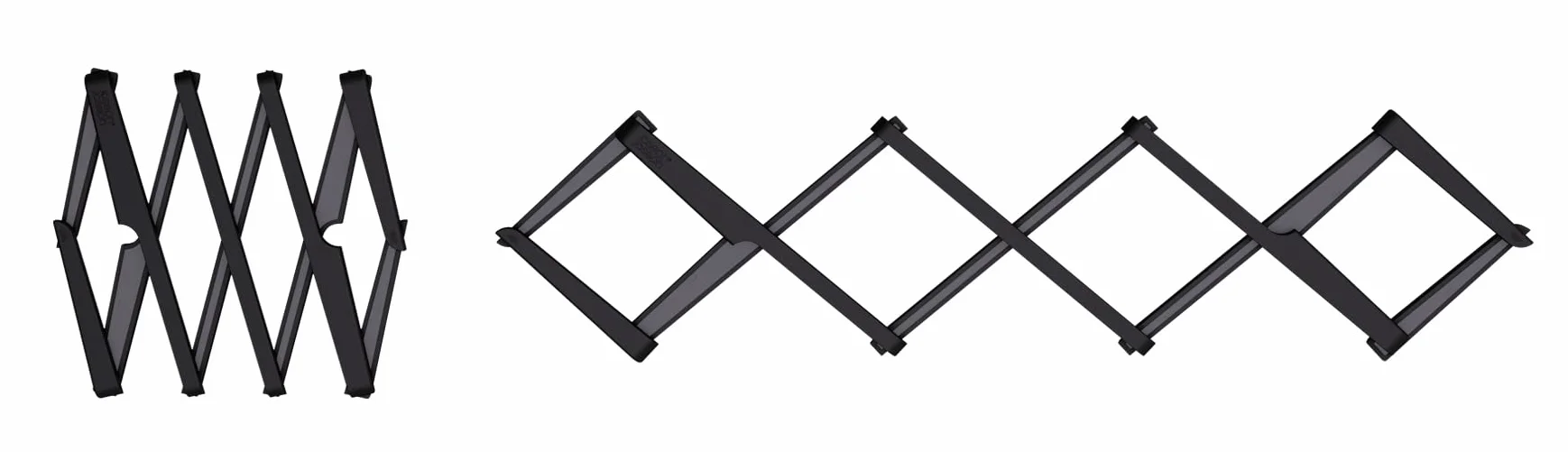 Joseph Joseph Stretch Folding Silicone Trivet do gorących garnków i patelni, rozszerzana podstawka antypoślizgowa, mata żaroodporna na blat kuchenny - czarna