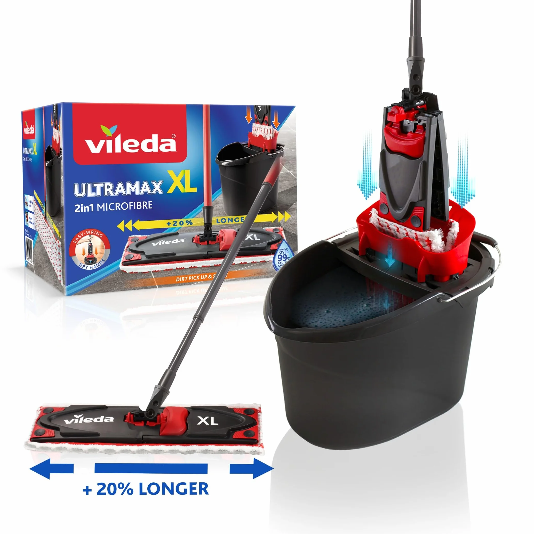 Vileda Ultramat Xl Universal Zestaw Mop i Wiadro, Czarny/Czerwony, XL