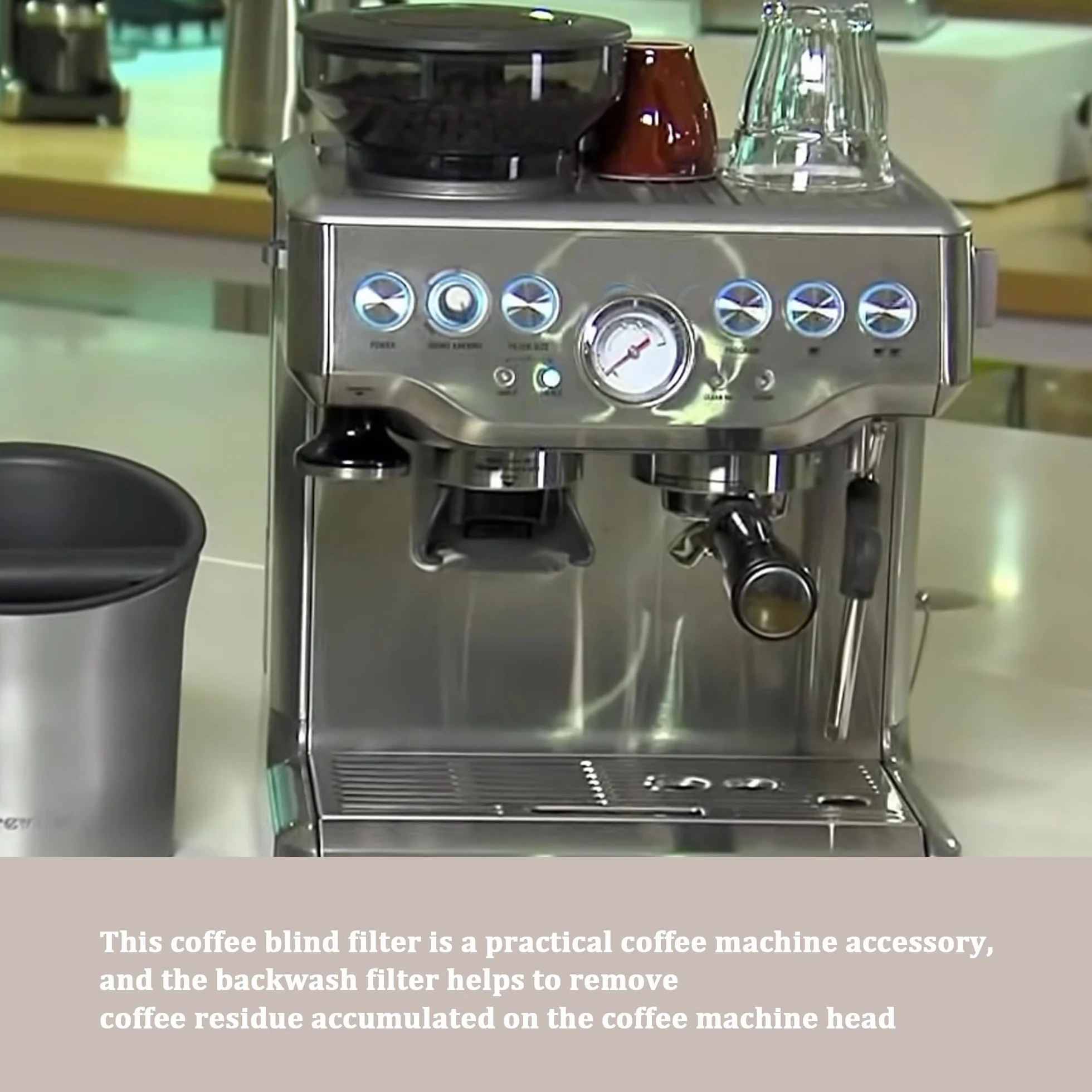 Wkład do spłukiwania wstecznego, filtr do espresso 58 mm, kosz filtrujący ze stali nierdzewnej pasuje do Breville Gaggia Classic i innych ekspresów do espresso, tarcza czyszcząca (1-częściowy zestaw)