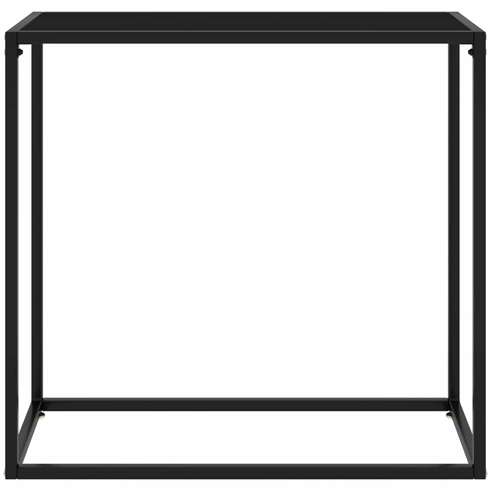 Générique Konsola stołowa czarna 80 x 35 x 75 cm szkło hartowane | Stal malowana proszkowo, wytrzymała i stabilna, łatwa do czyszczenia, stolik boczny do salonu