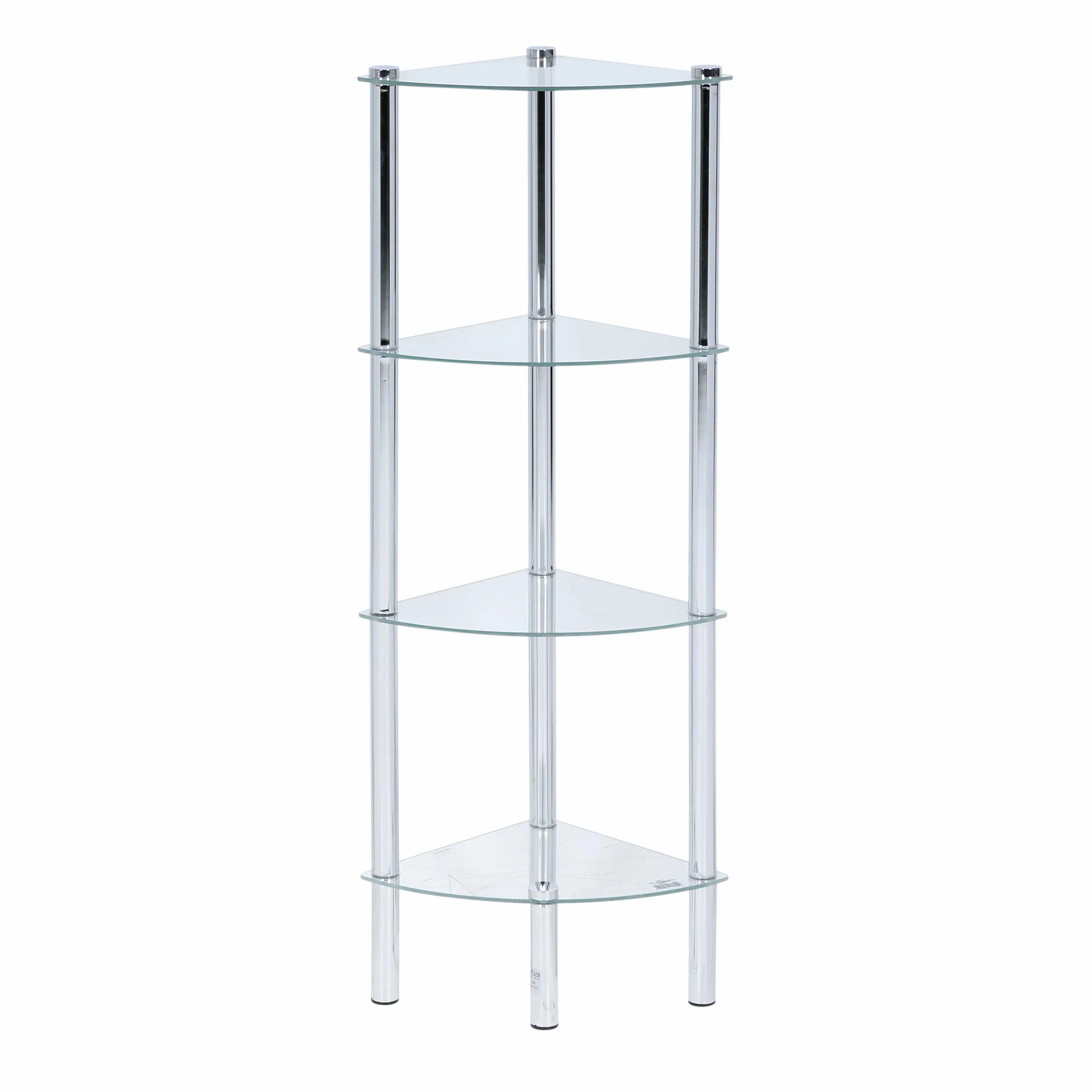 Axxentia Bad Solanio 282134 stojący regał narożny chromowany 4 szklane półki 30 x 30 x 108 cm