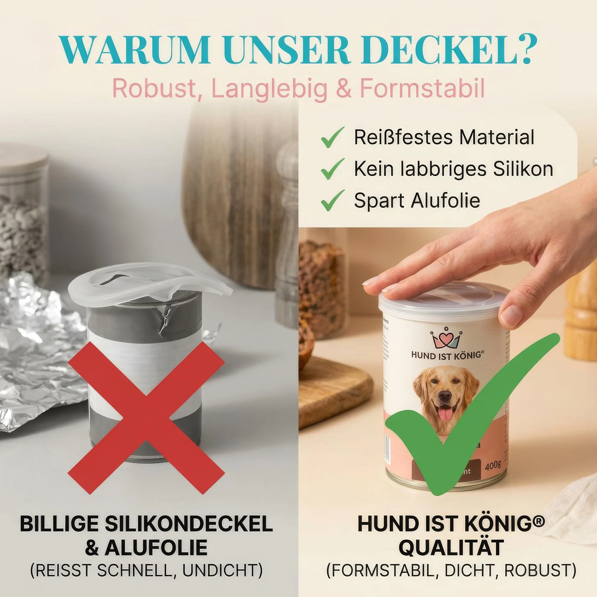 HUND IST KÖNIG Pokrywka do puszek na karmę dla zwierząt 3 sztuki