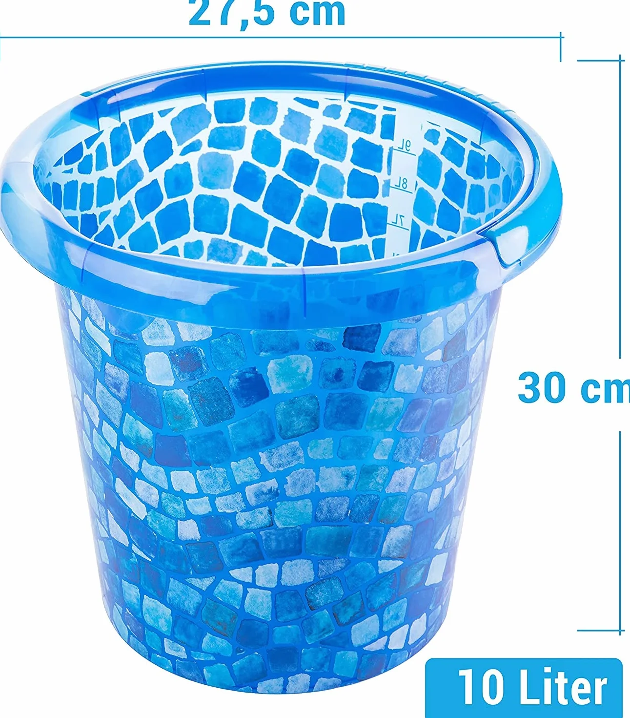 2Friends 2 wiadra 10 l – stabilne wiadro do czyszczenia w kolorze niebieskim o wyglądzie mozaiki, zestaw wiaderek domowych i wiaderek do czyszczenia, bez BPA, wyprodukowane w UE – do gospodarstwa