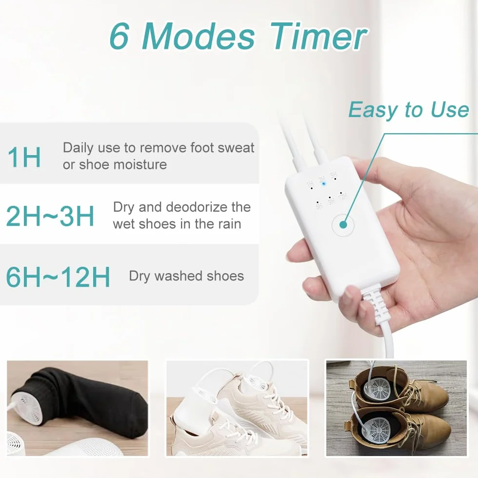Home Care Wholesale Elektryczna suszarka do butów, dezodoryzator z timerem, ogrzewacz do butów śniegowych, skarpety typu sneaker, bez szumów, wtyczka EU