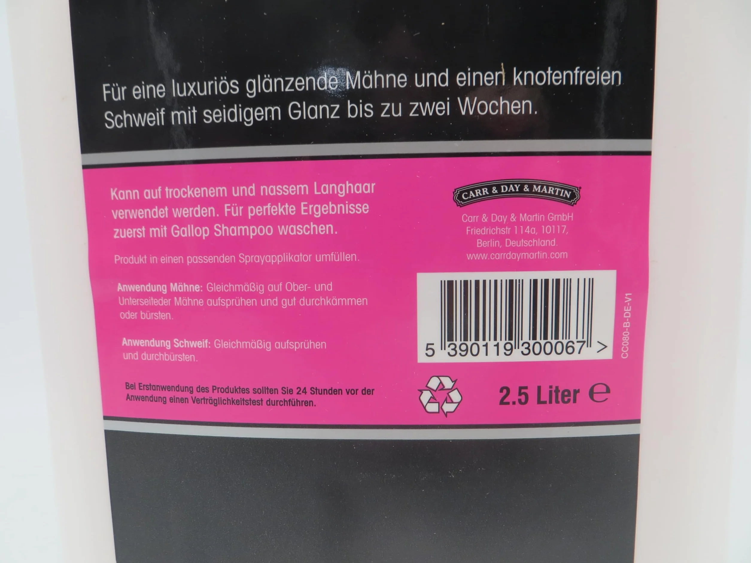 Carr & Day & Martin Canter Mane & Tail Conditioner Spray do grzywy i ogona - 2,5l Kanister