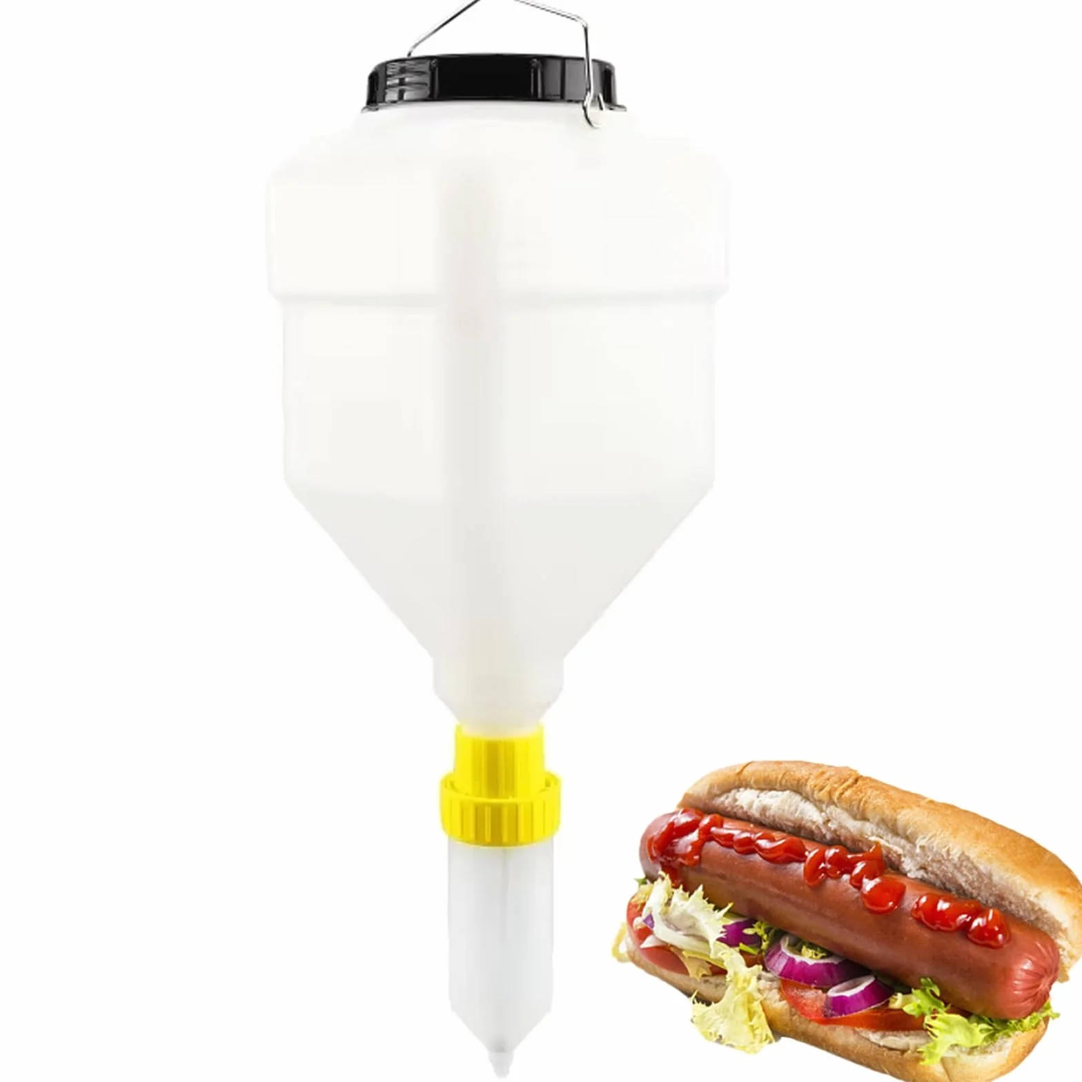 5,5 l komercyjna wisząca wyciskarka do sosu, wiszący dozownik do sosu, napełnialne butelki do wyciskania sosu i przypraw, plastikowa stacja dozująca przyprawy do dozownika sosu do domowej kuchni