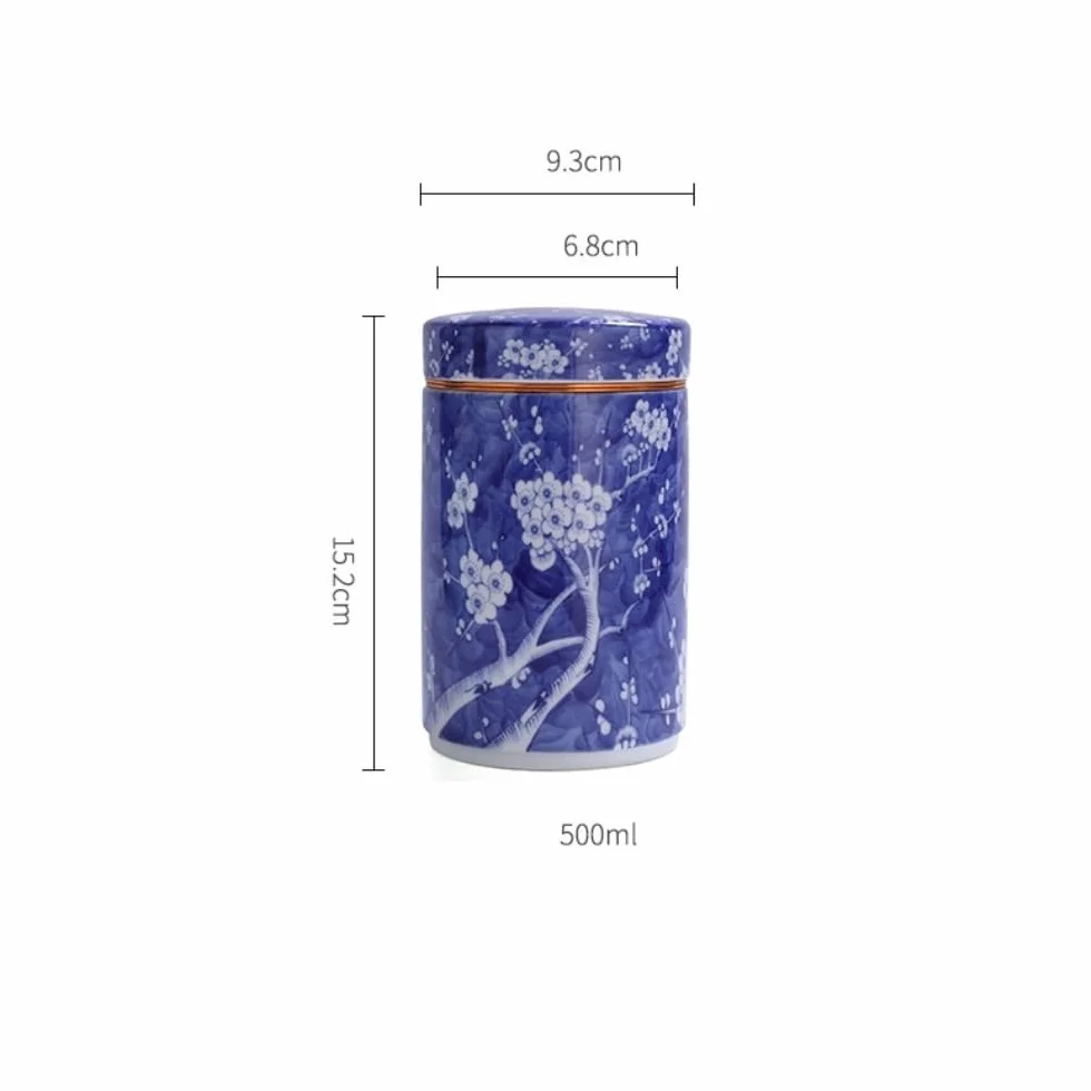 CMBSSTFC Pojemnik na herbatę Niebiesko-biała porcelana emalia Kolor luzem Pojemnik do przechowywania herbaty Słoik Ceramiczny szczelnie zamykany słoik Retro Zestaw do herbaty Pojedynczy słoik Puszka