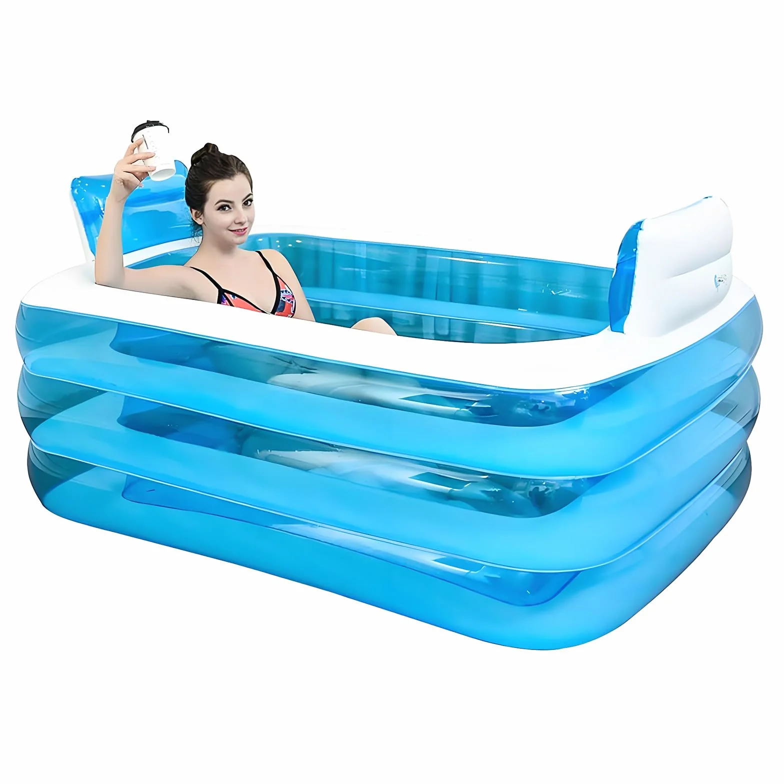 Nadmuchiwana wanna do spa, pogrubiona wanna plażowa, wanna plażowa, beczka, podwójna wanna, składana wanna PCW + pompka nożna