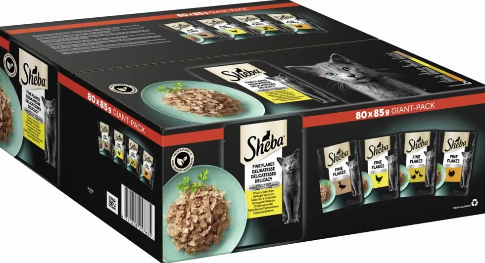 Sheba Delicacy Poultry Flavours Mokra karma dla kotów w galarecie, 80 × 85 g