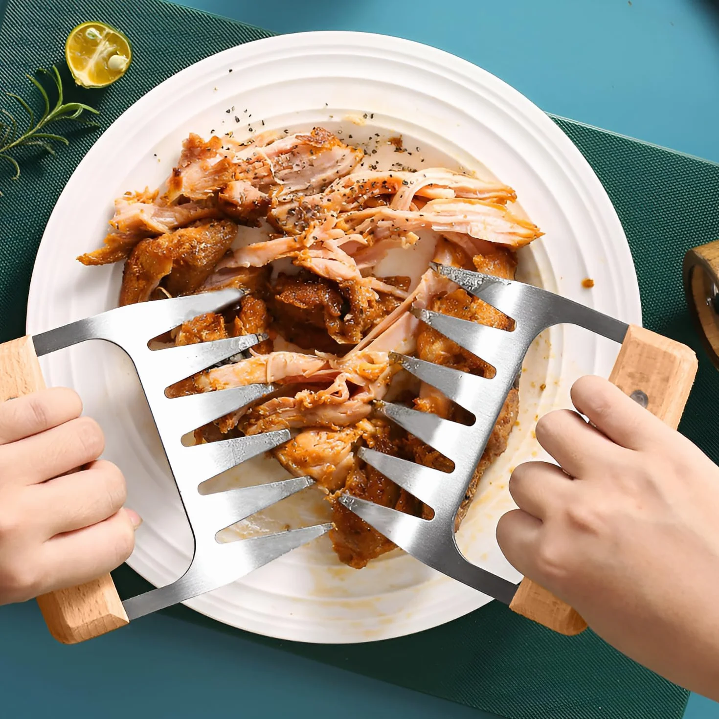2 sztuki pazurów niedźwiedzia BBQ, pazury do mięsa ze stali nierdzewnej, profesjonalne narzędzia do grillowania kurczaka, steku, wieprzowiny - akcesoria do grilla