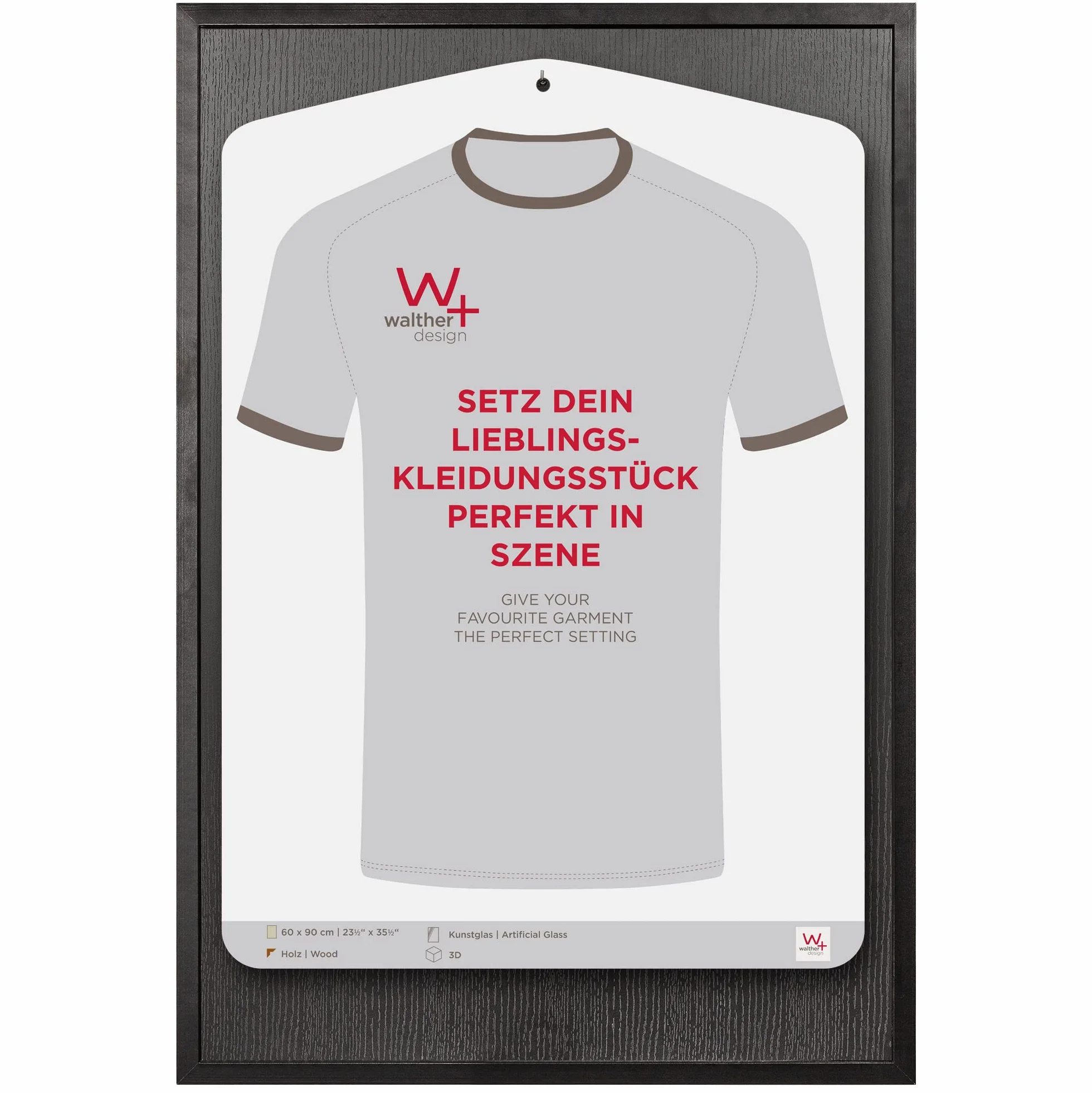 Walther Design Ea690B Stockholm Drewniana Ramka Na Zdjęcie, Czarna Ramka Do Oprawienia Koszulki, 60 X 90 Cm Ze Sztucznym Szkłem